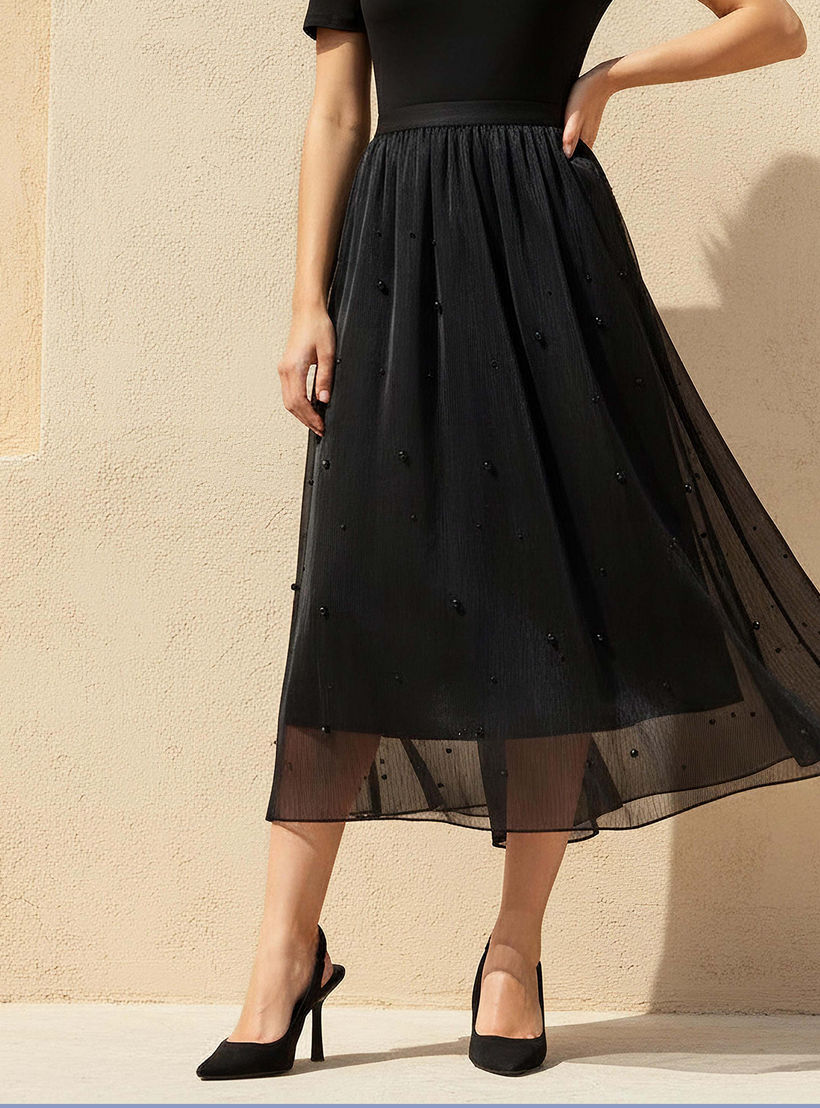 تنورة إيه لاين ميدي بخصر مطاطي-women-clothing-bottoms-skirts-image-1