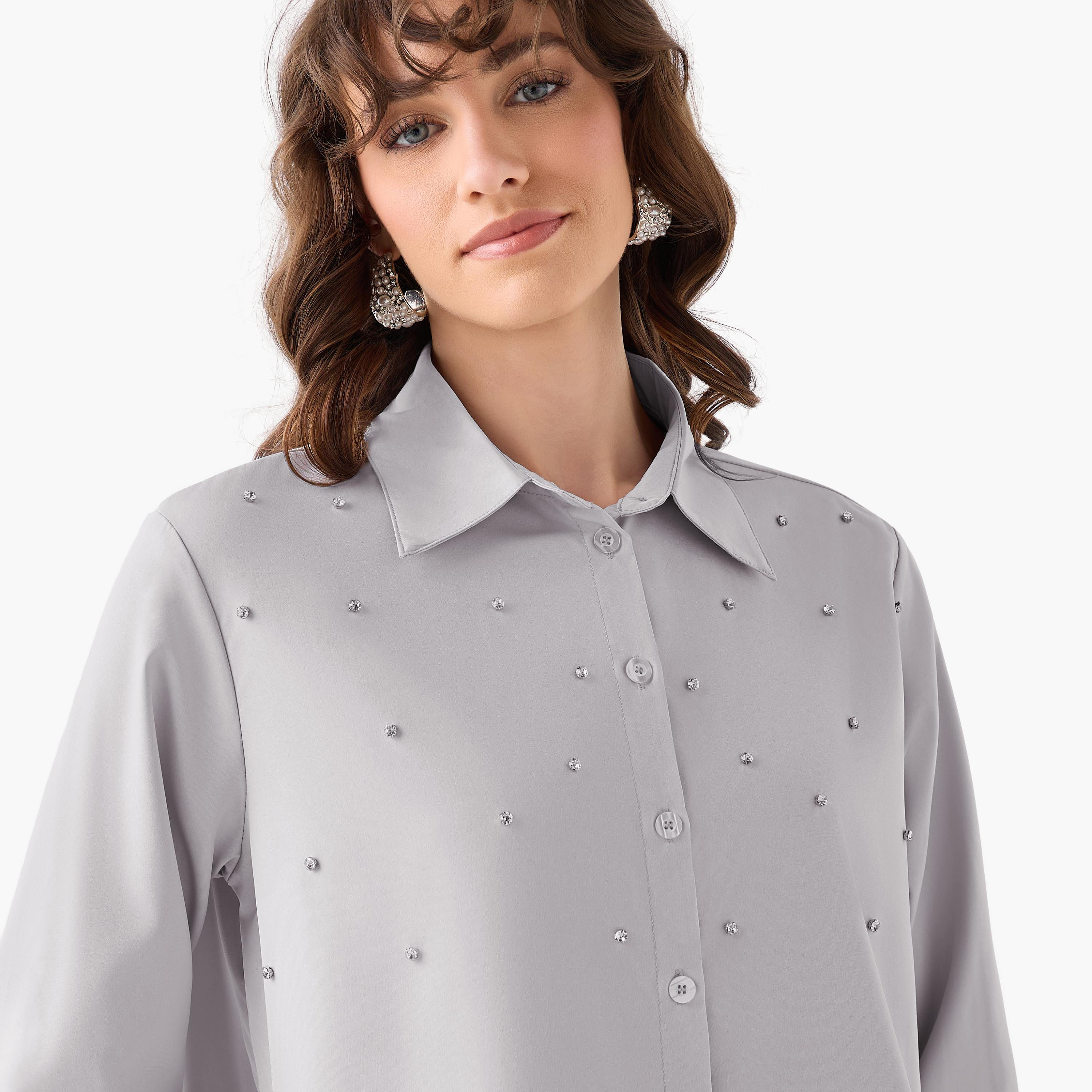 Shirt with Stone Embellishment-women-clothing-shirtsandblouses-shirts-image-4