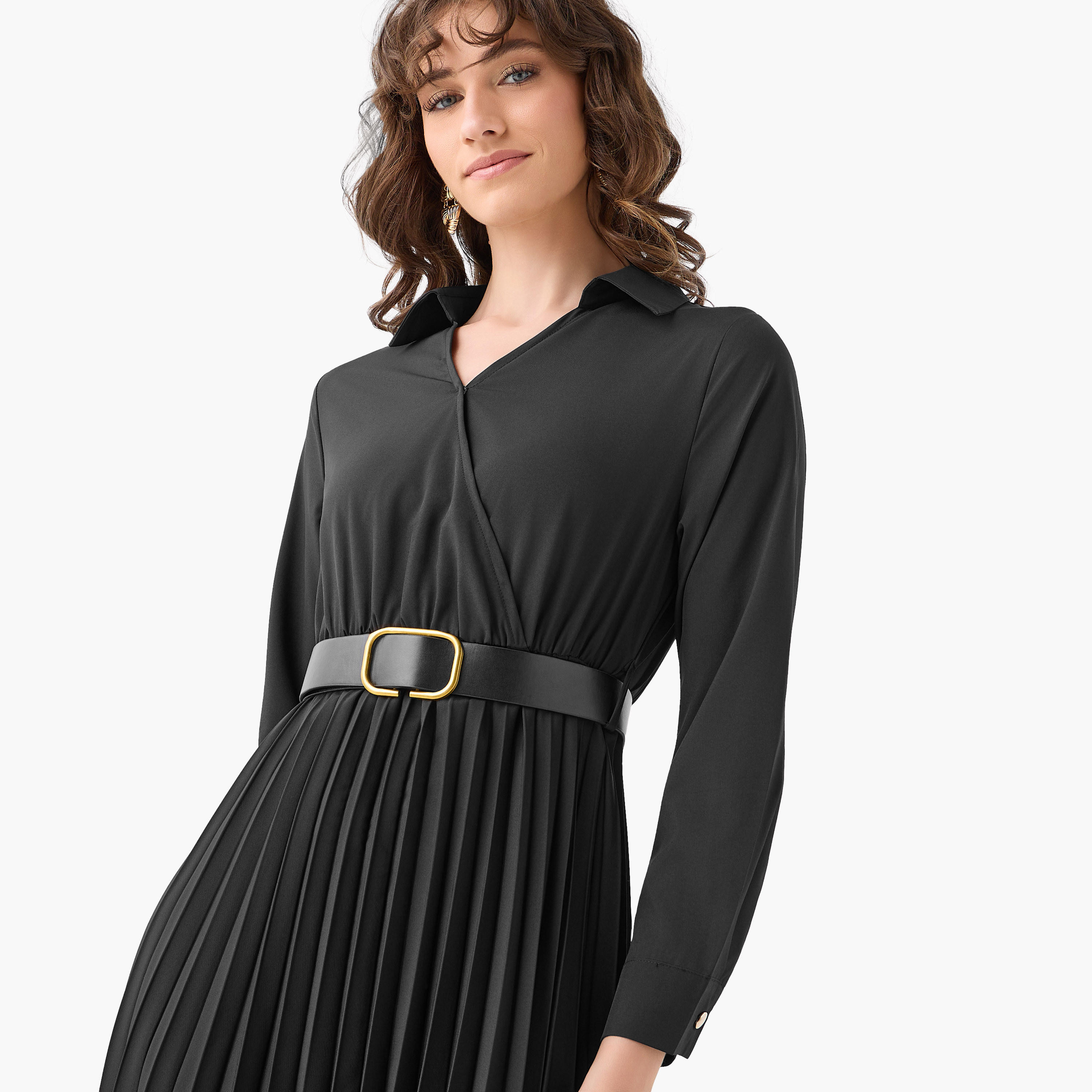 فستان قميص ميدي بحزام-women-clothing-dresses-image-5
