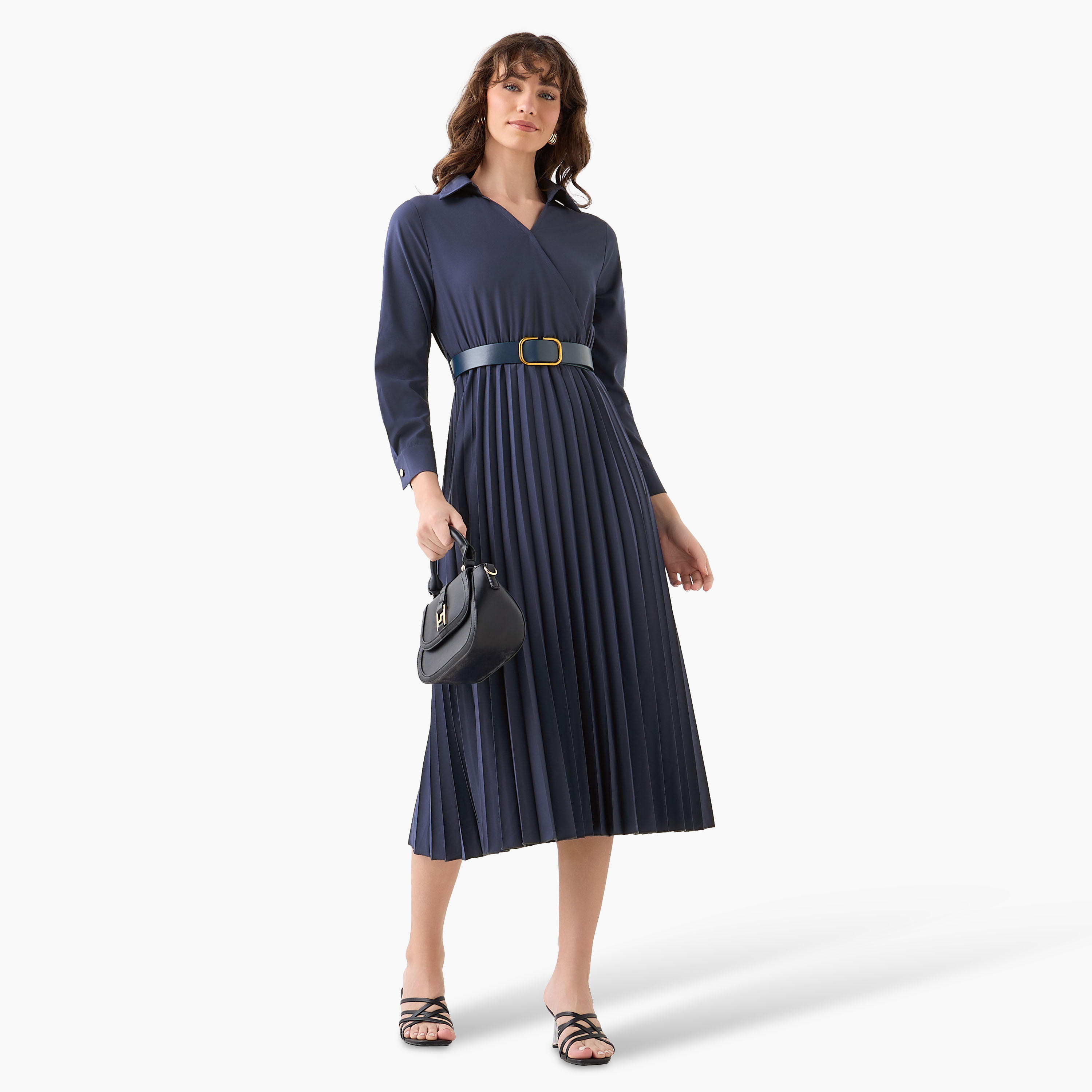 Midi Shirt Dress with Belt-women-clothing-dresses-image-3