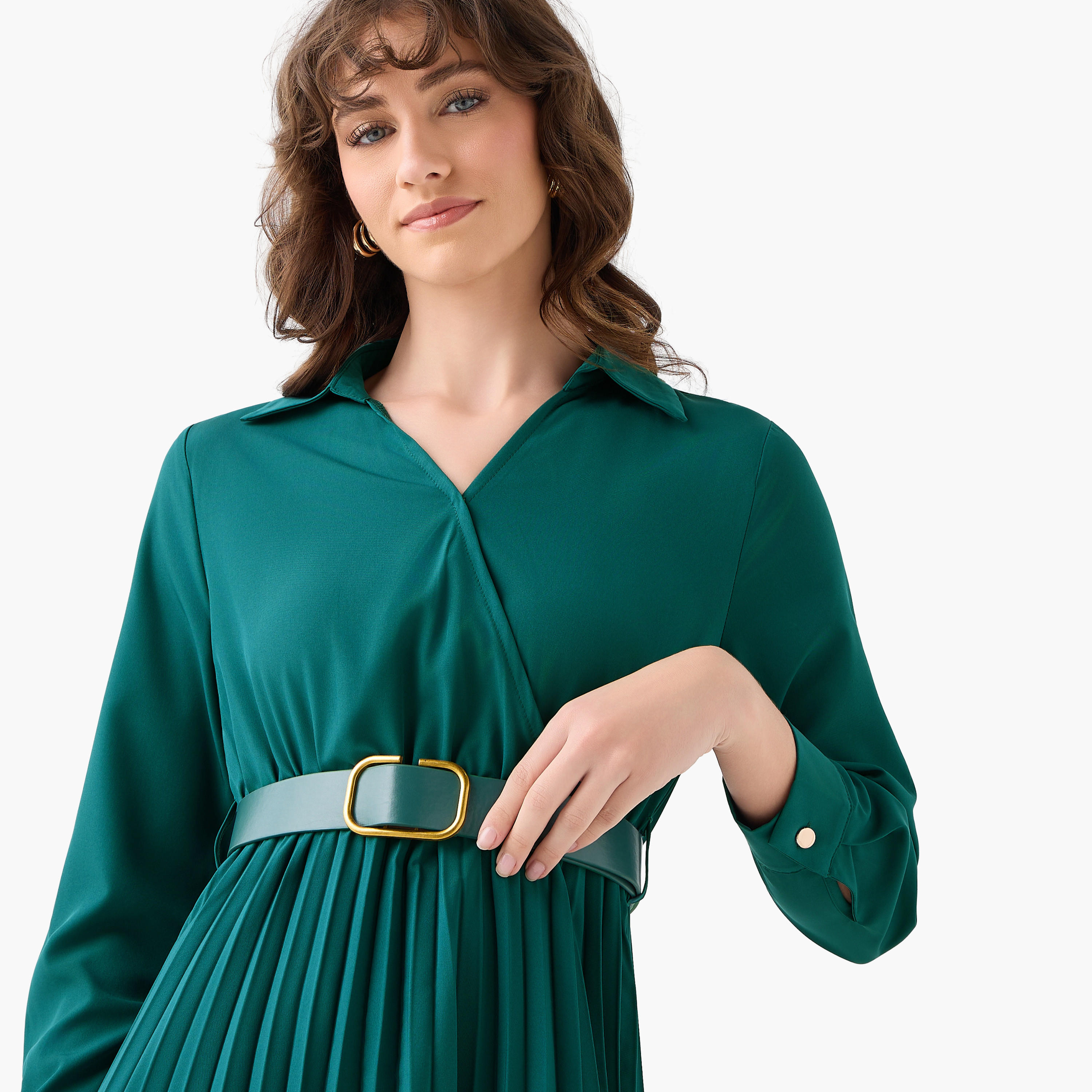 فستان قميص ميدي بحزام-women-clothing-dresses-image-5