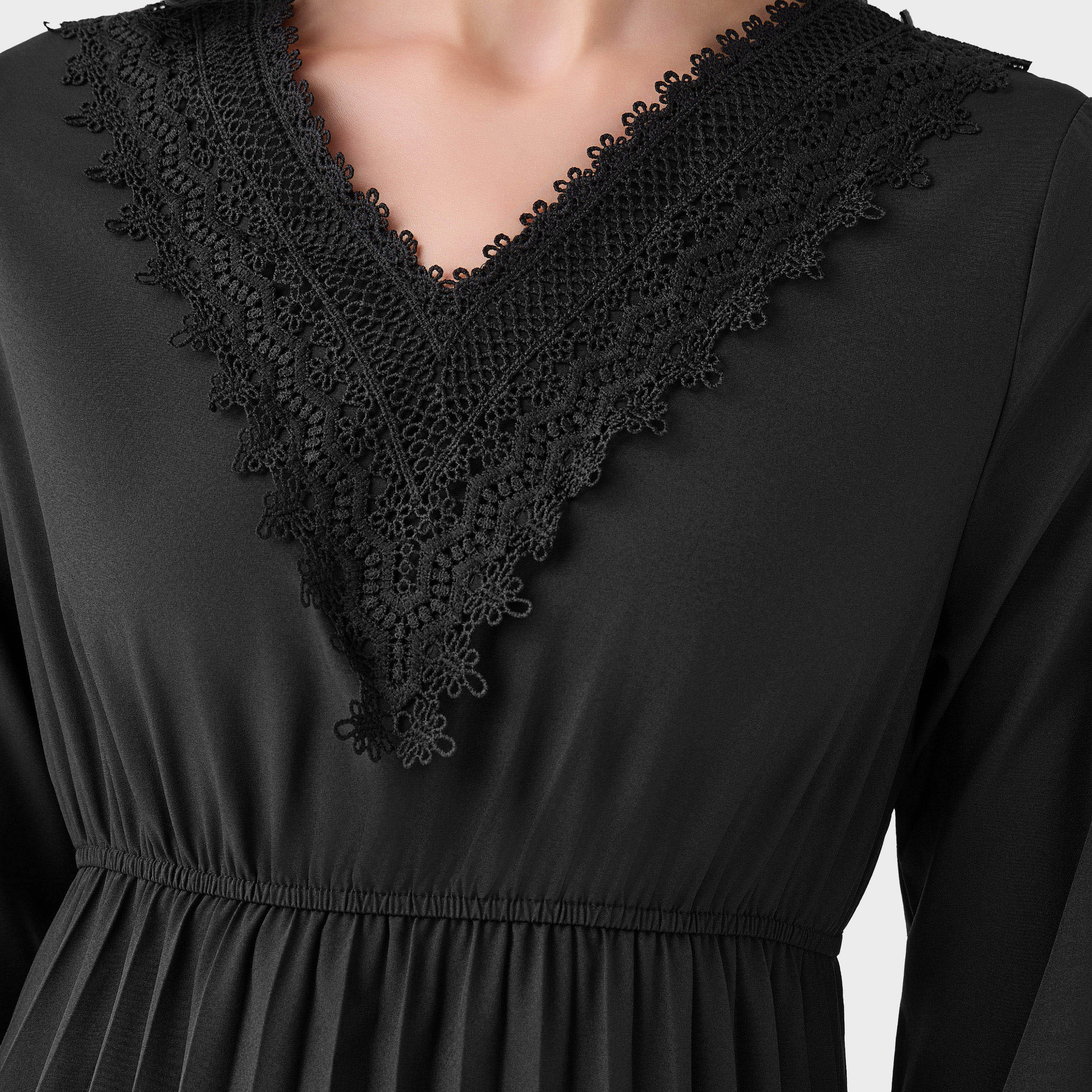 Pleated Midi Dress with Lace Detail-women-clothing-dresses-image-2