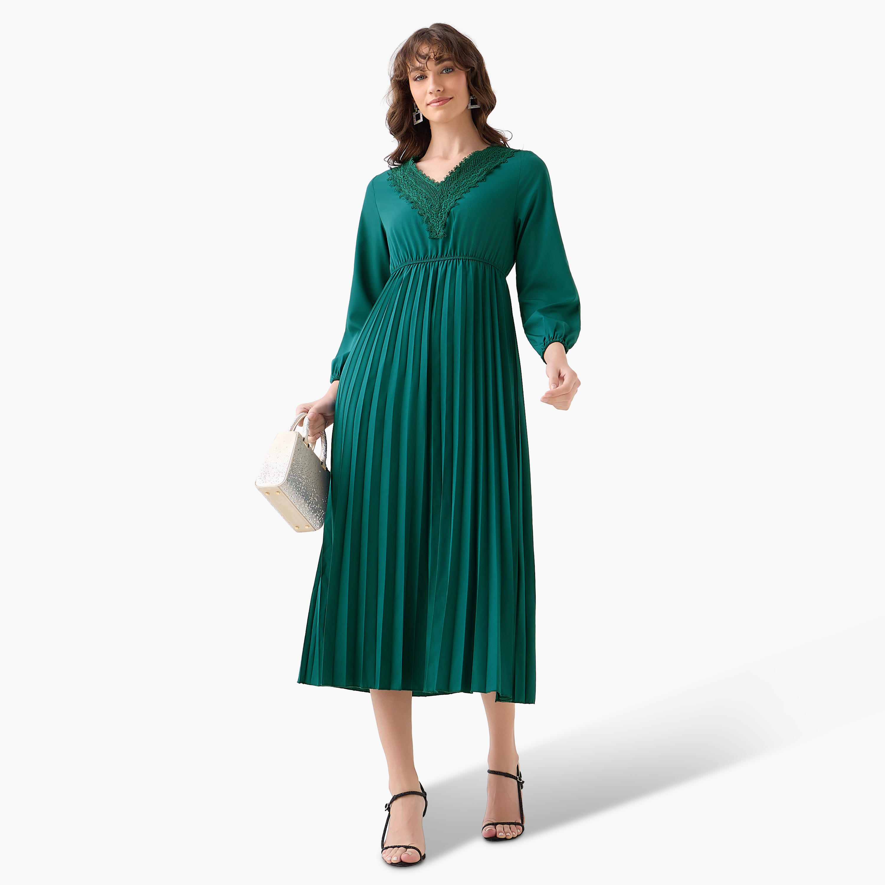 فستان ميدي بكسرات وتفاصيل دانتيل-women-clothing-dresses-image-3