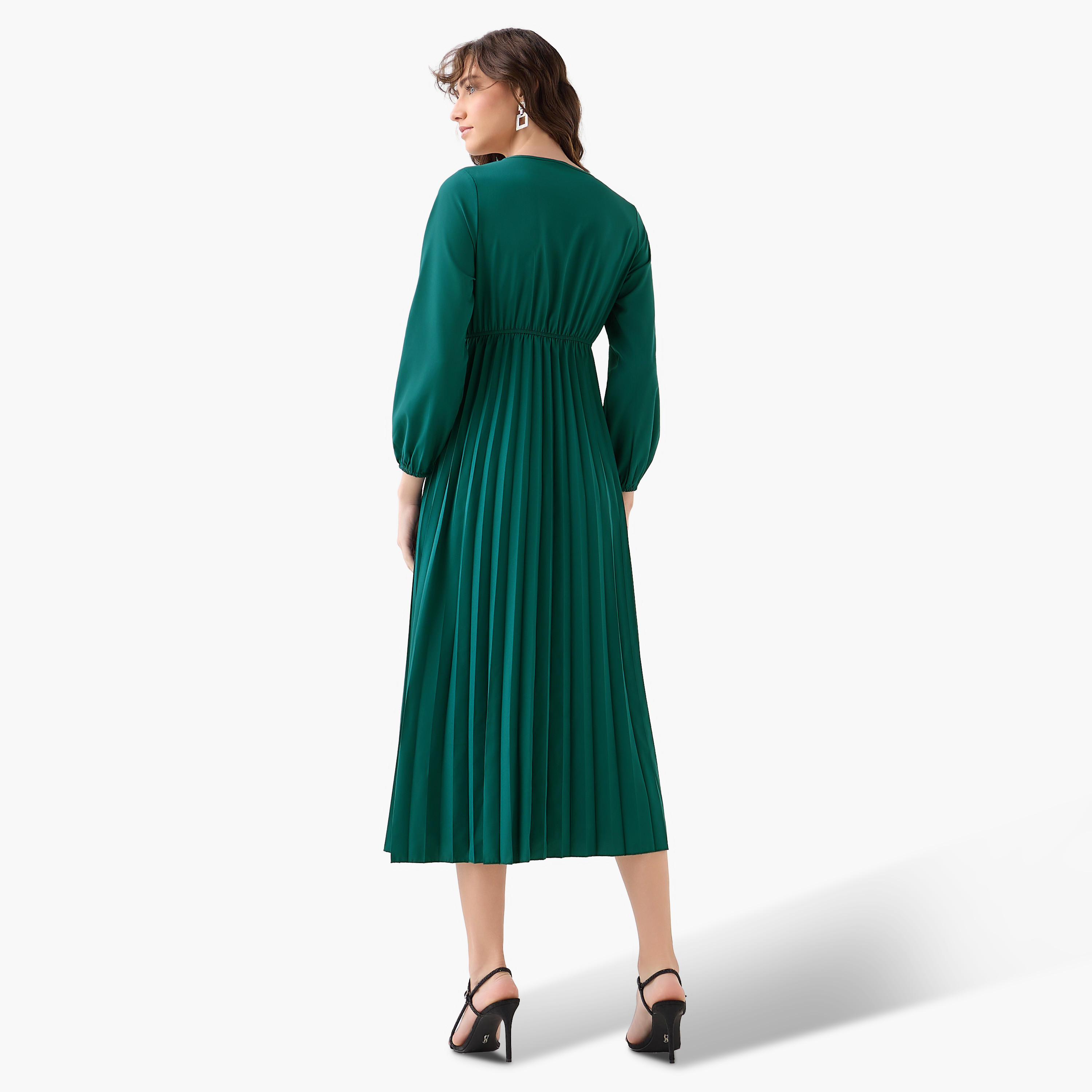 فستان ميدي بكسرات وتفاصيل دانتيل-women-clothing-dresses-image-4