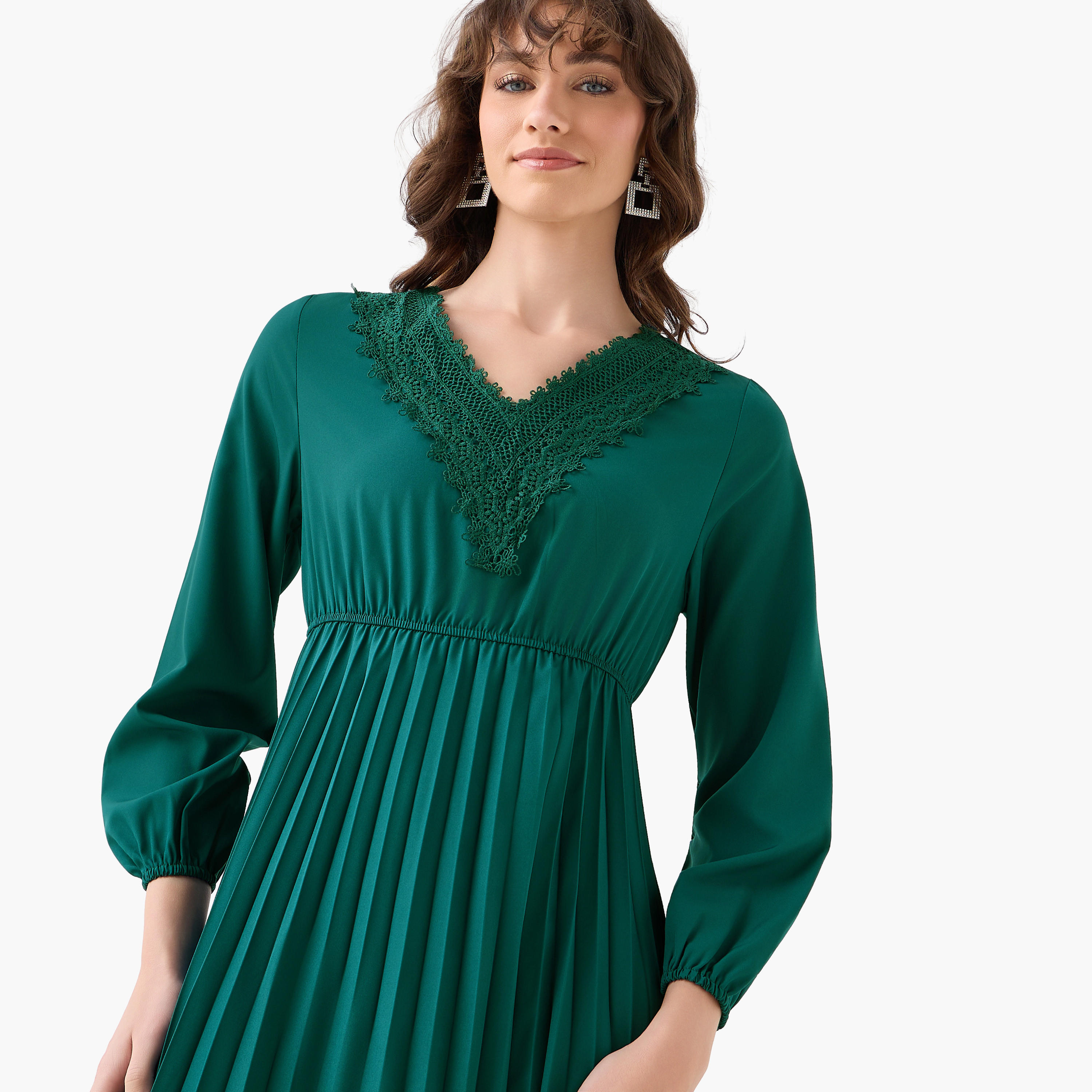 فستان ميدي بكسرات وتفاصيل دانتيل-women-clothing-dresses-image-5