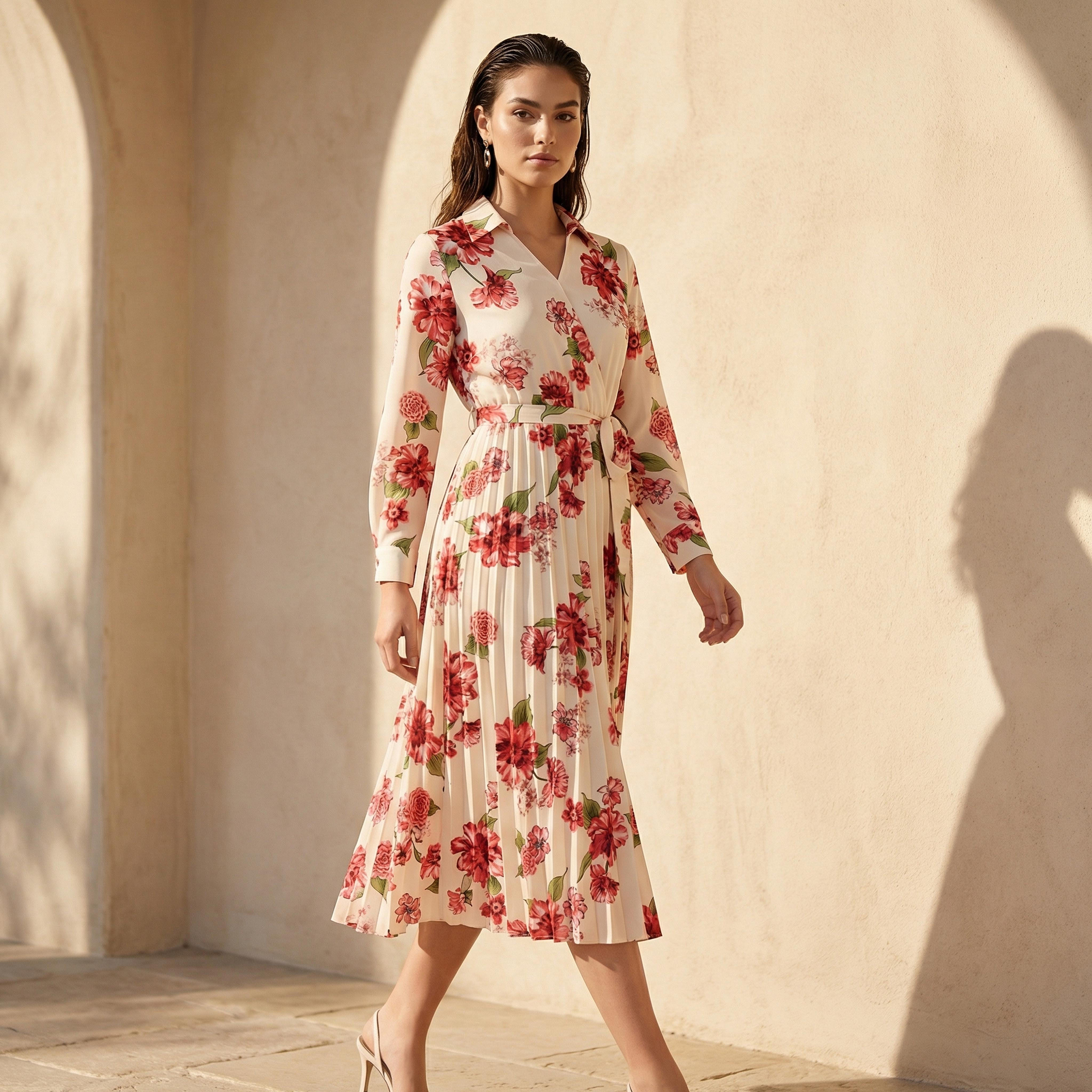 Midi Satin Wrap Dress with Floral Print-women-clothing-dresses-image-1
