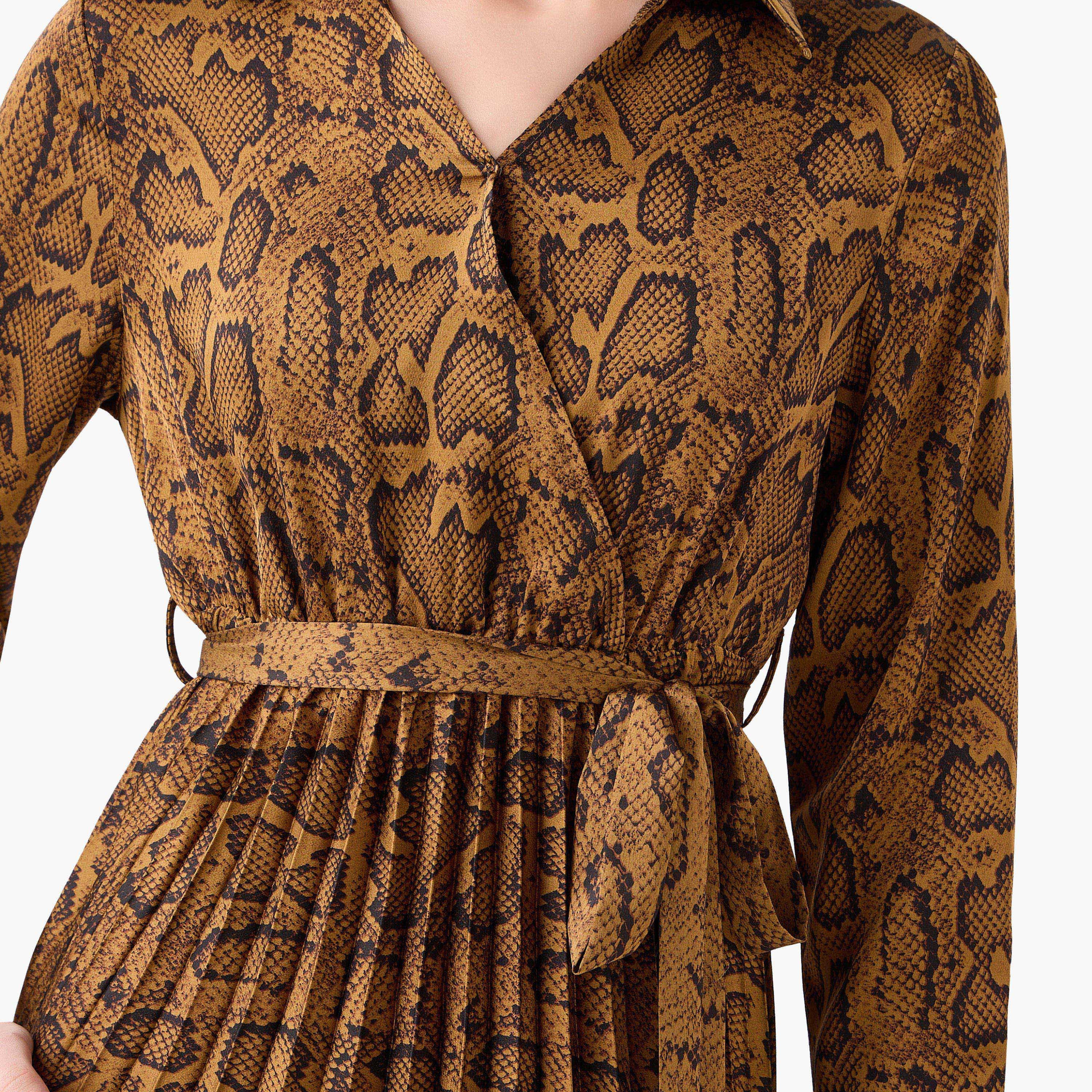 Midi Satin Wrap Dress with Animal Print-women-clothing-dresses-image-2
