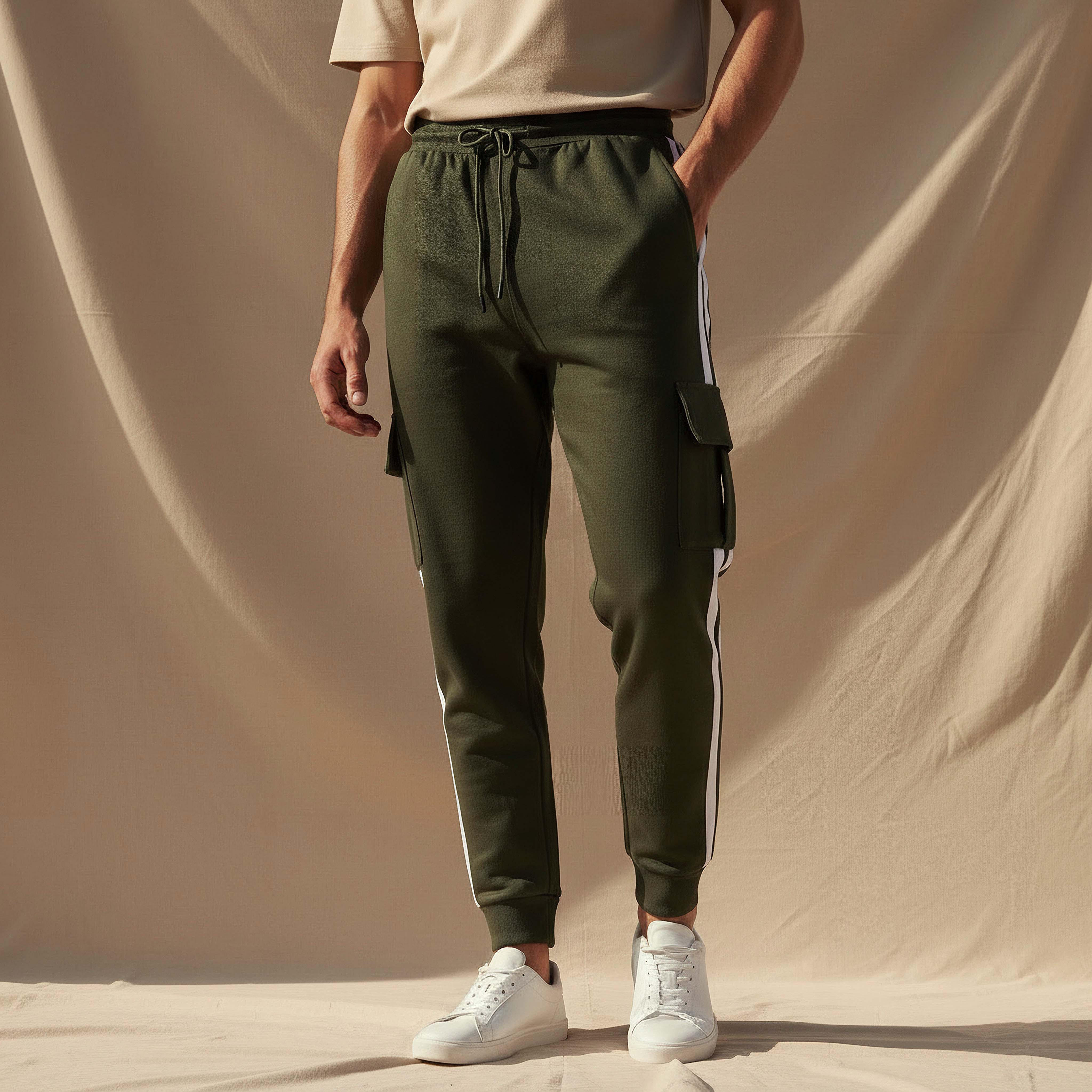 Men Joggers with Tape Detail-men-clothing-bottoms-joggers-image-1