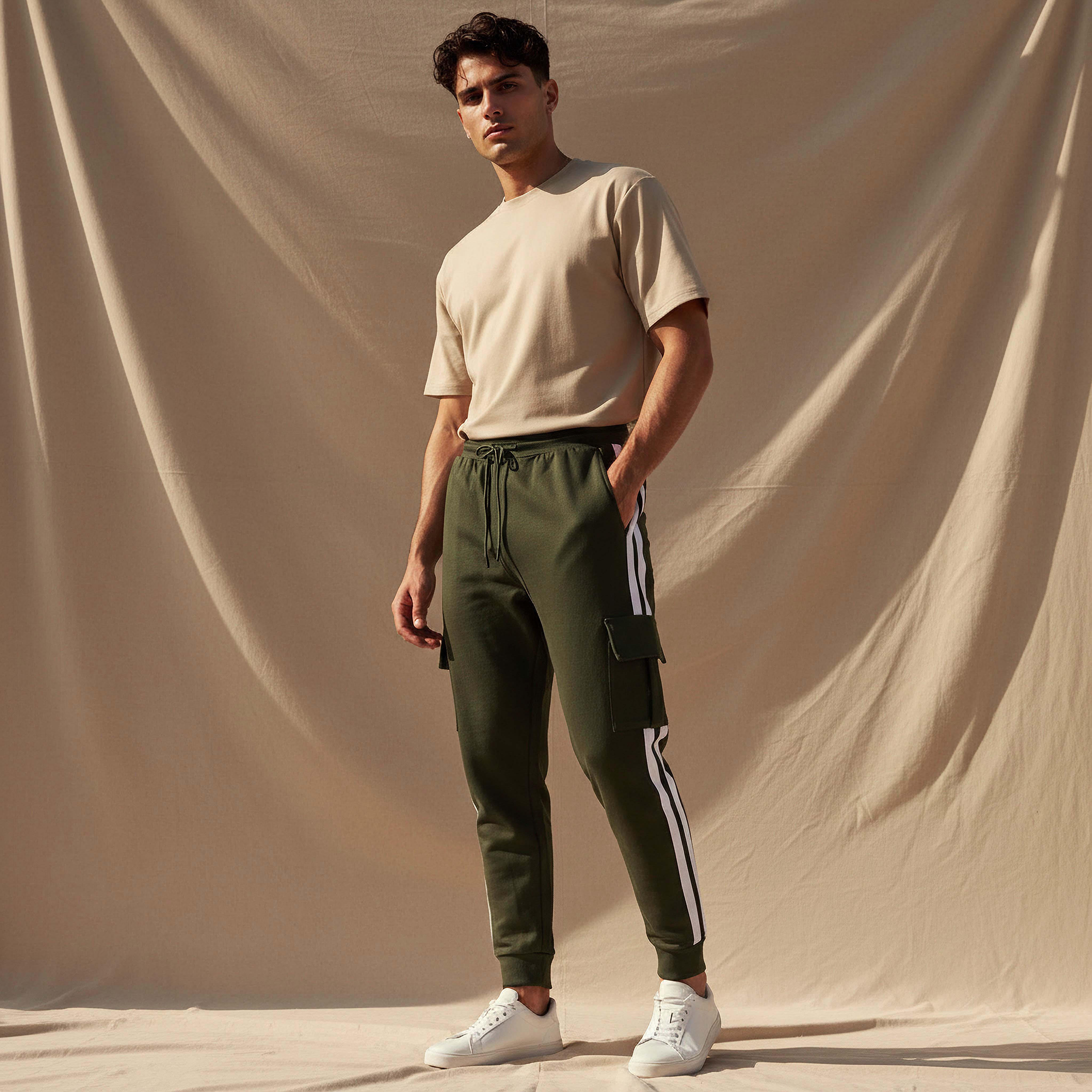 Men Joggers with Tape Detail-men-clothing-bottoms-joggers-image-3