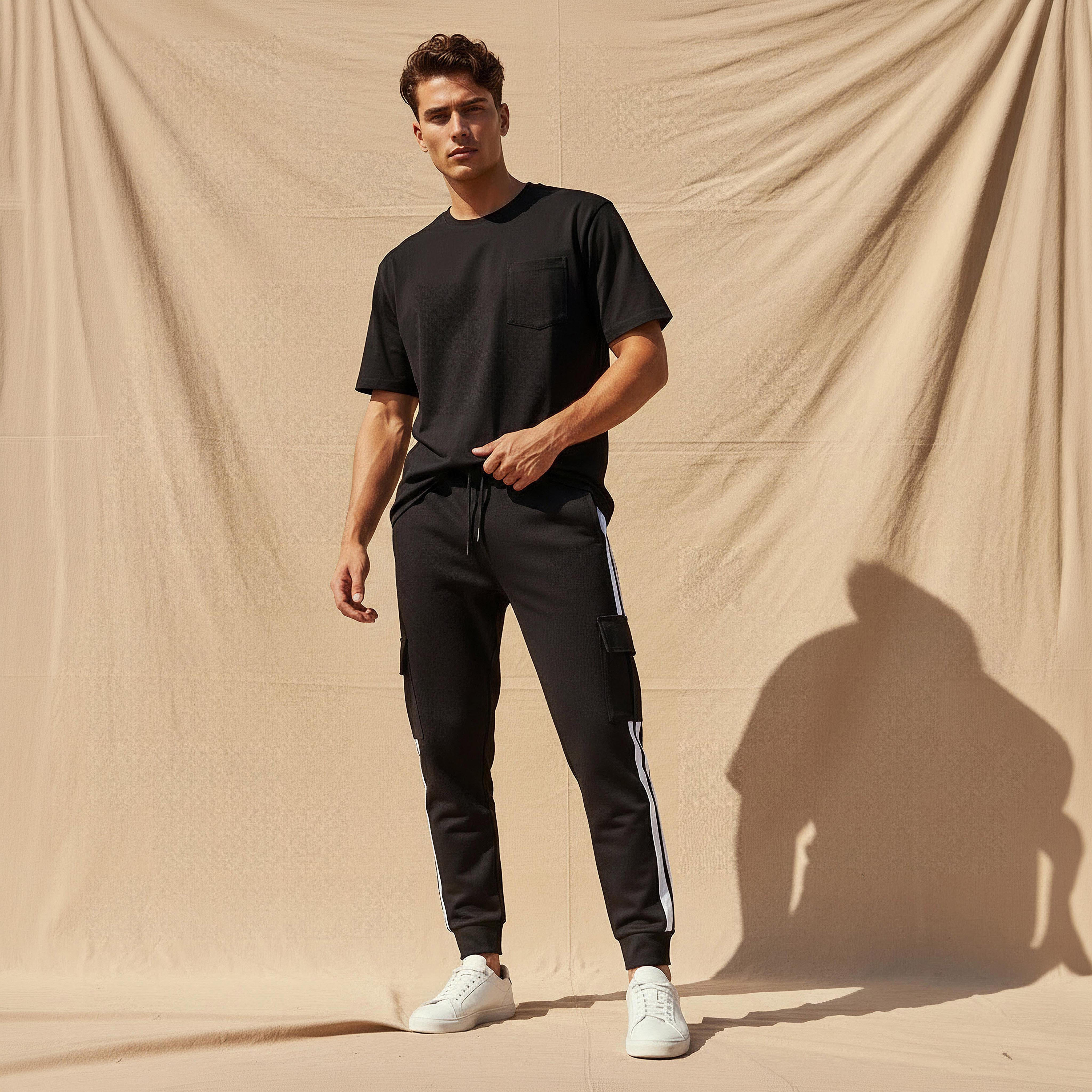 بنطلون رياضي رجالي بأشرطة-men-clothing-bottoms-joggers-image-2
