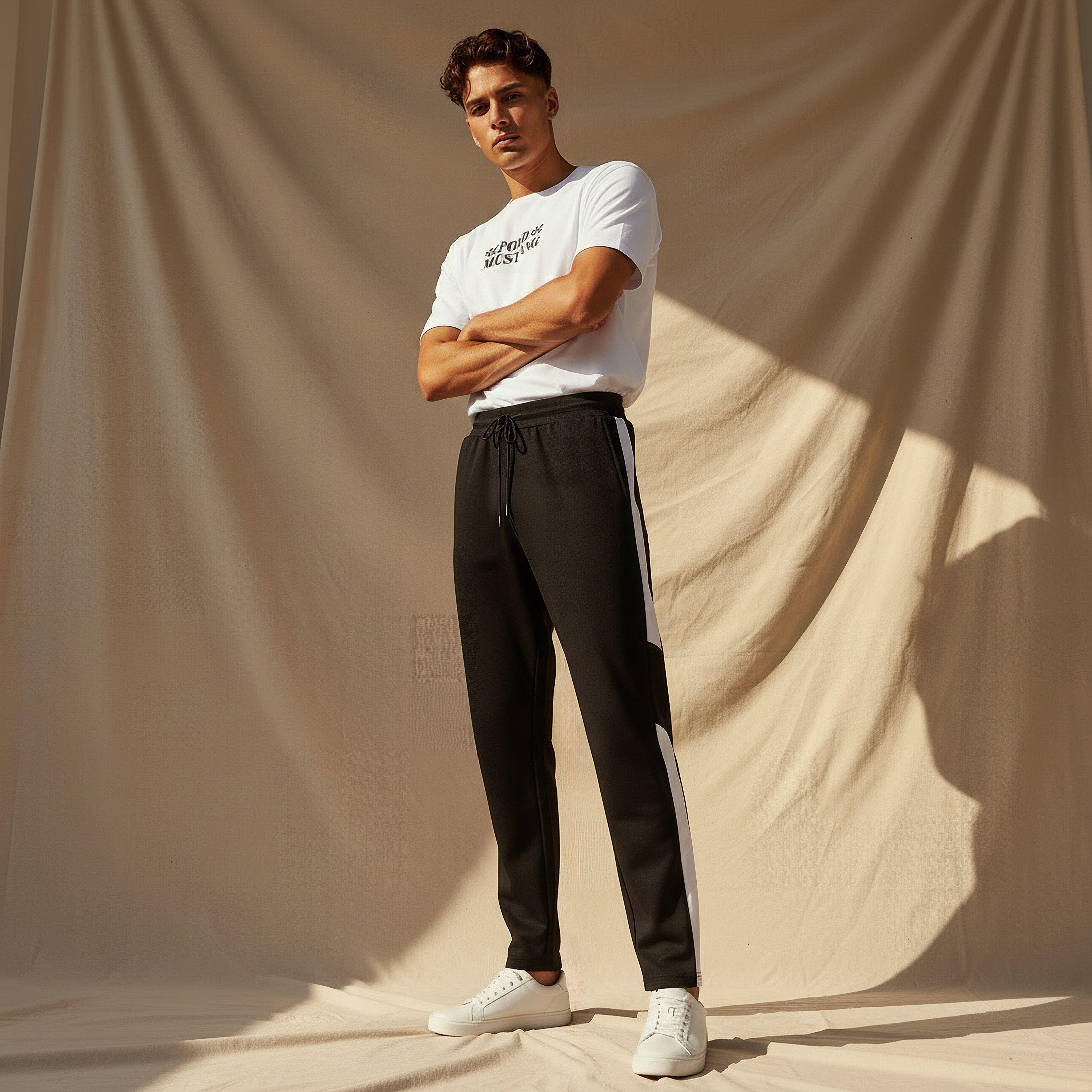 Men Joggers with Tape Detail-men-clothing-bottoms-joggers-image-3