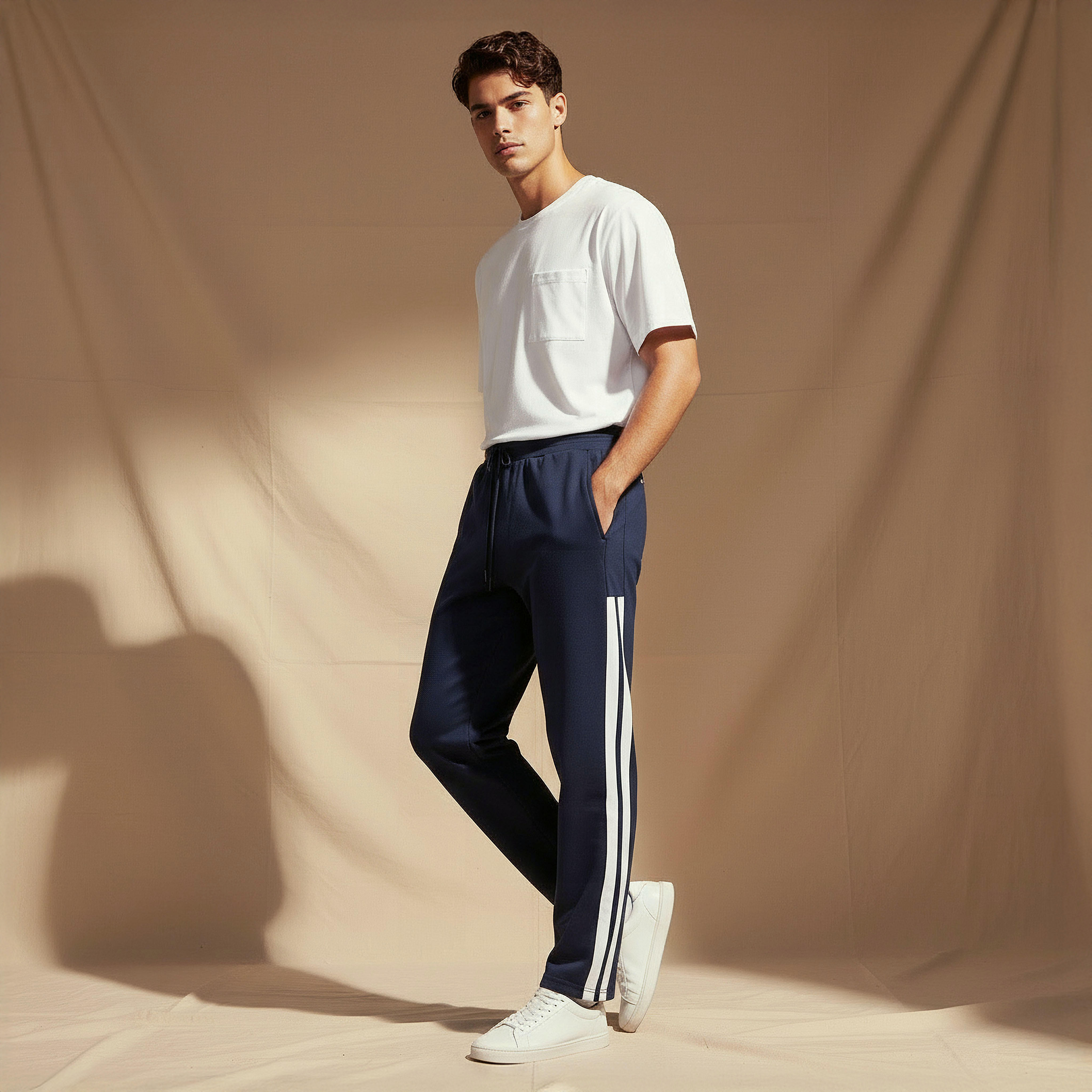 Men Track Pants with Tape Detail-men-clothing-bottoms-joggers-image-3