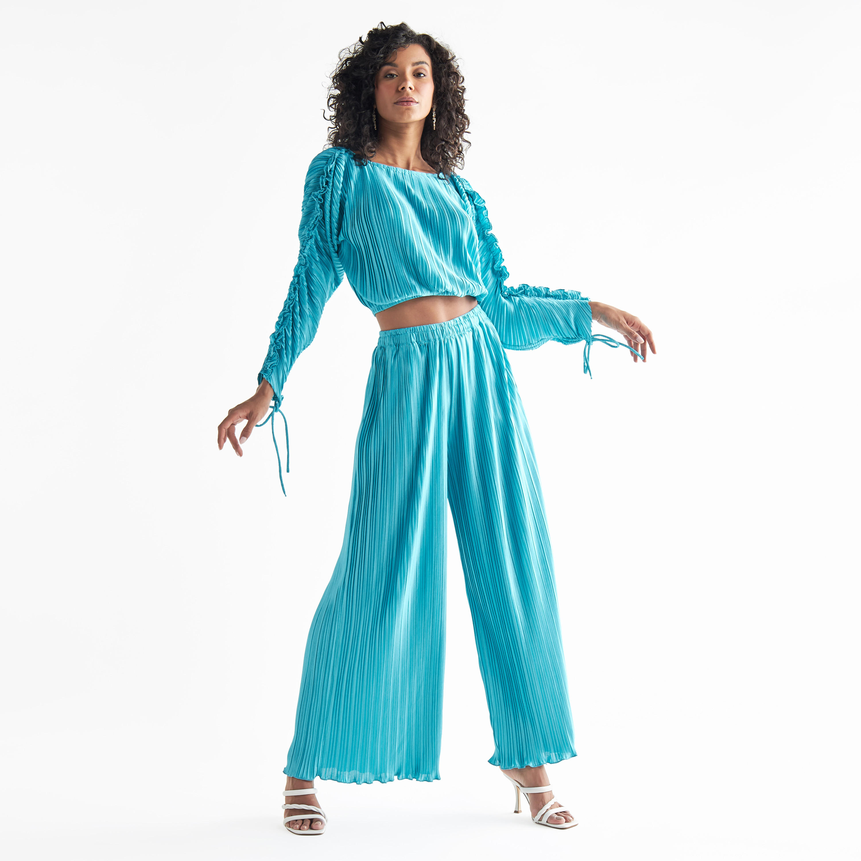 بنطلون واسع الساقين بثنايا وبخصر مطاطي وجيوب-women-clothing-bottoms-trousers-image-2