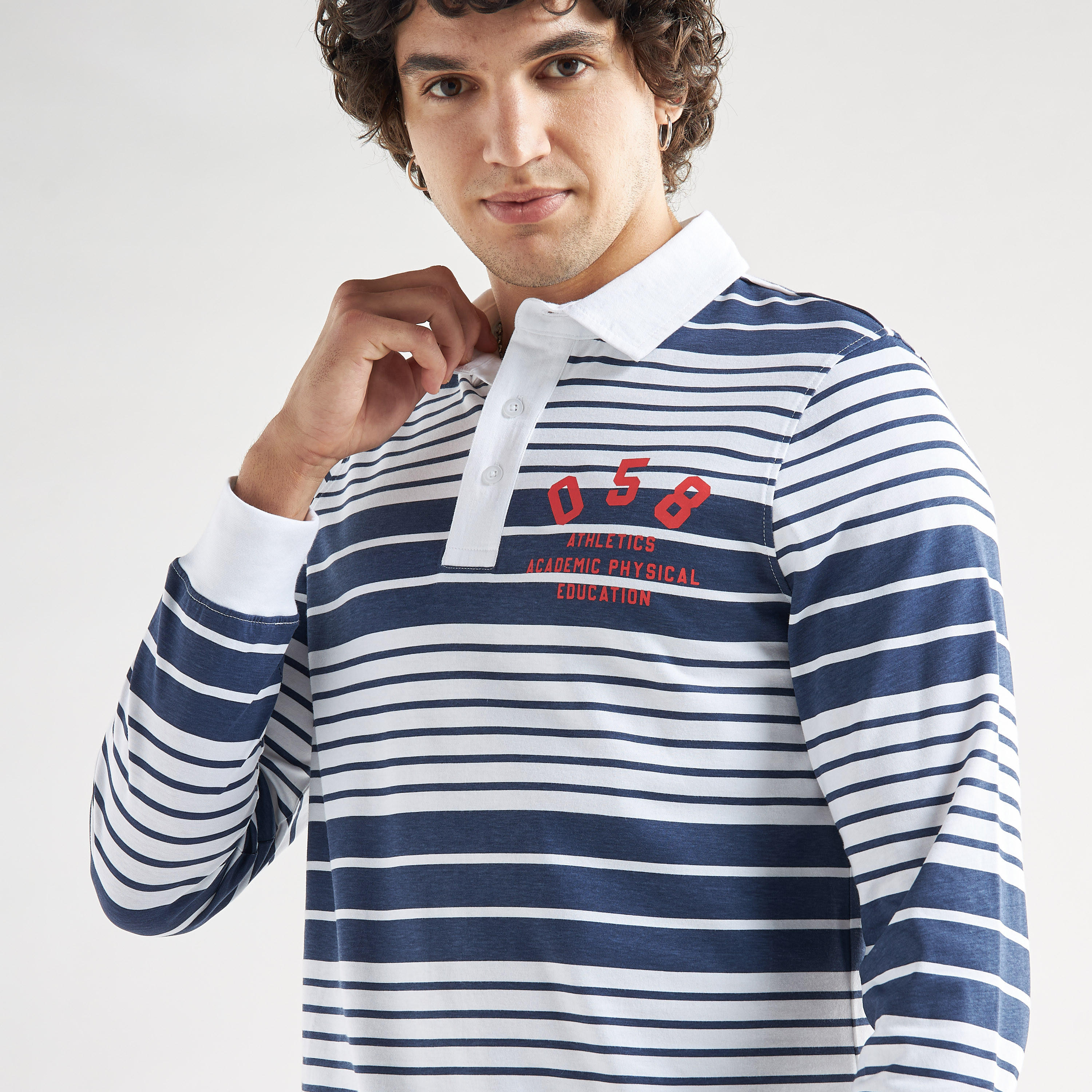 Striped Polo T-shirt with Long Sleeves-men-clothing-tshirtsandpolos-polos-image-4