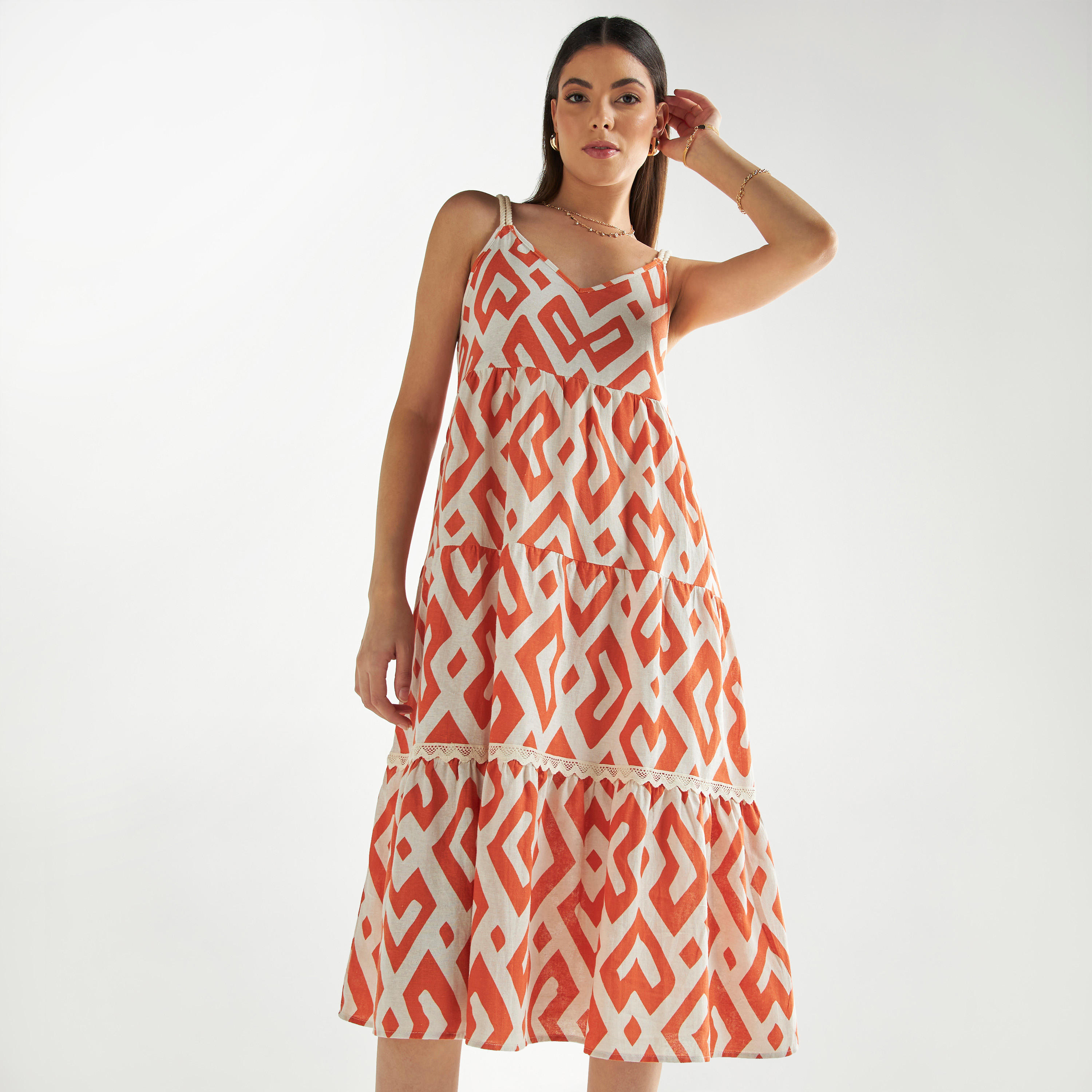 فستان متعدد الطبقات دون أكمام بياقة V وطبعات-women-clothing-dresses-image-1