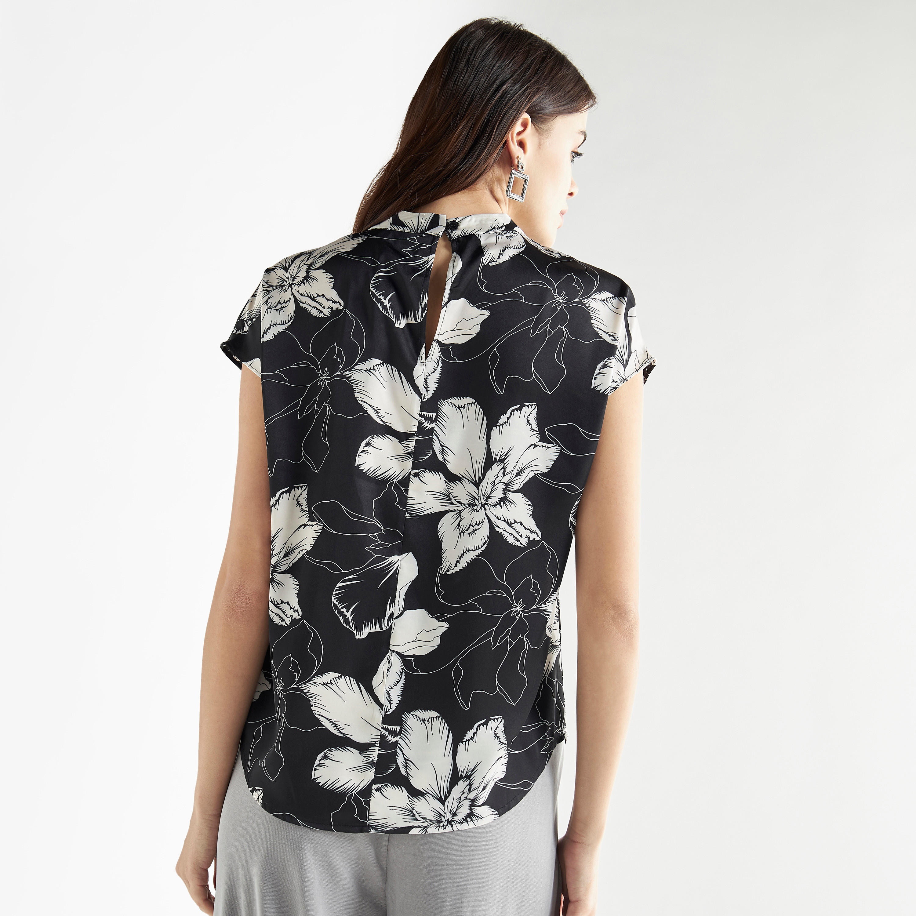 All-Over Floral Print Top with High Neck-women-clothing-shirtsandblouses-blouses-image-3