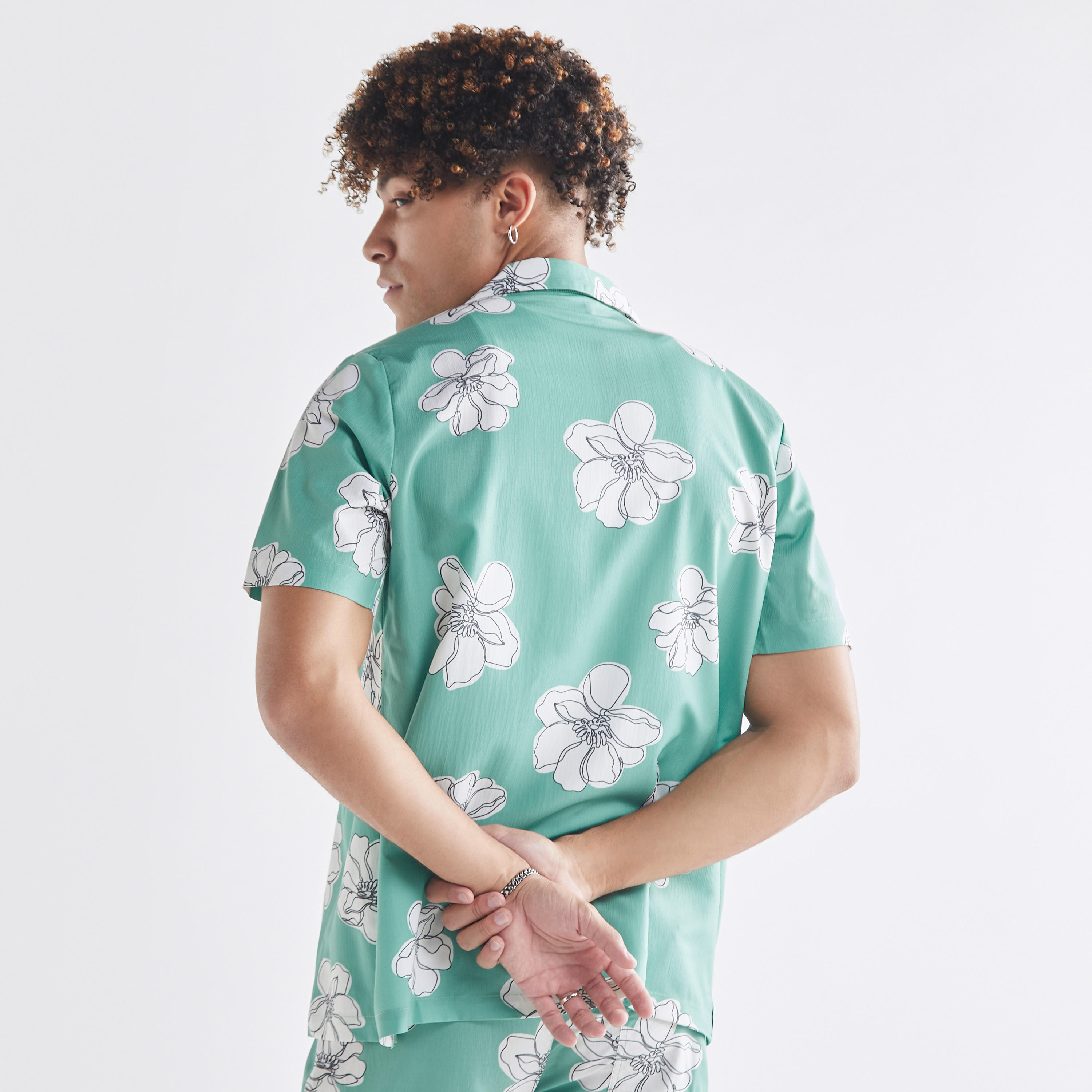 All-Over Floral Print Camp Collar Shirt with Short Sleeves-men-clothing-shirts-image-3