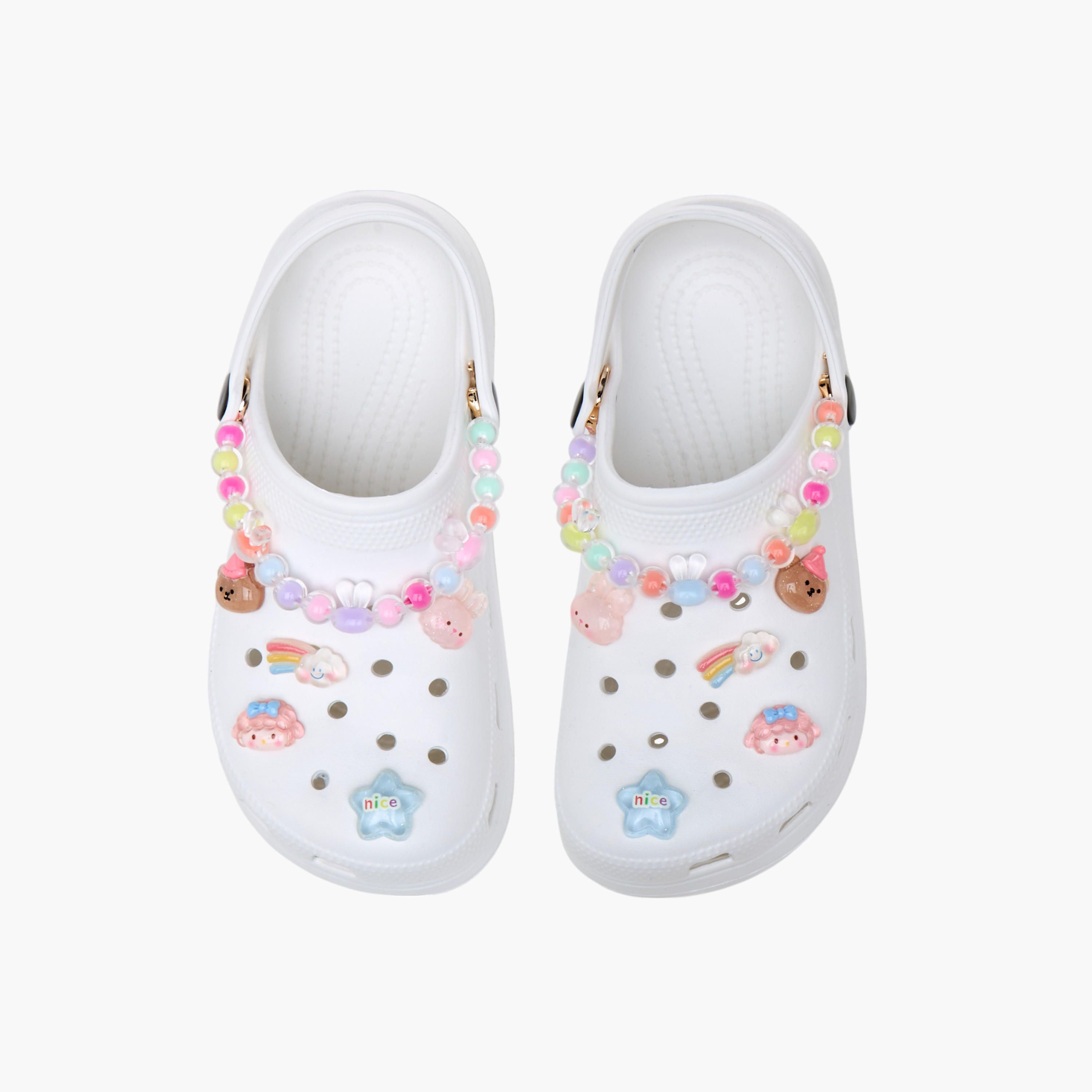 Aqua Applique Detail Clogs with Backstrap-girls-shoes-sandals-image-1