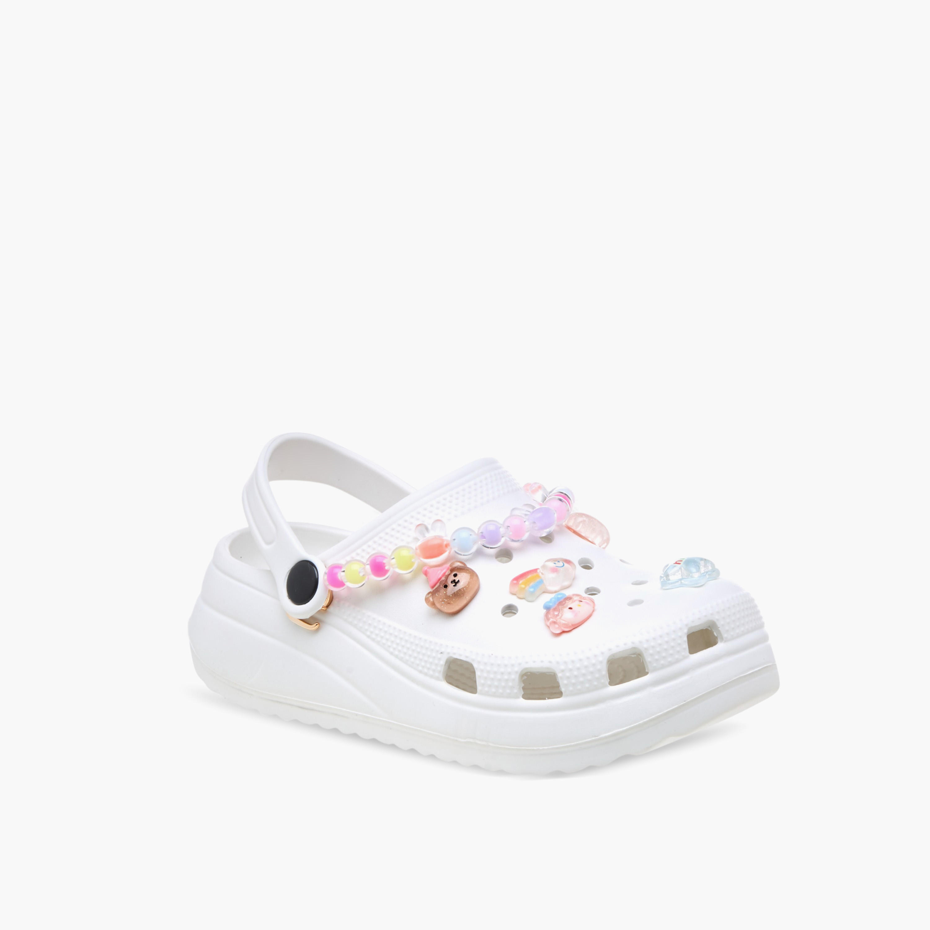 Aqua Applique Detail Clogs with Backstrap-girls-shoes-sandals-image-2