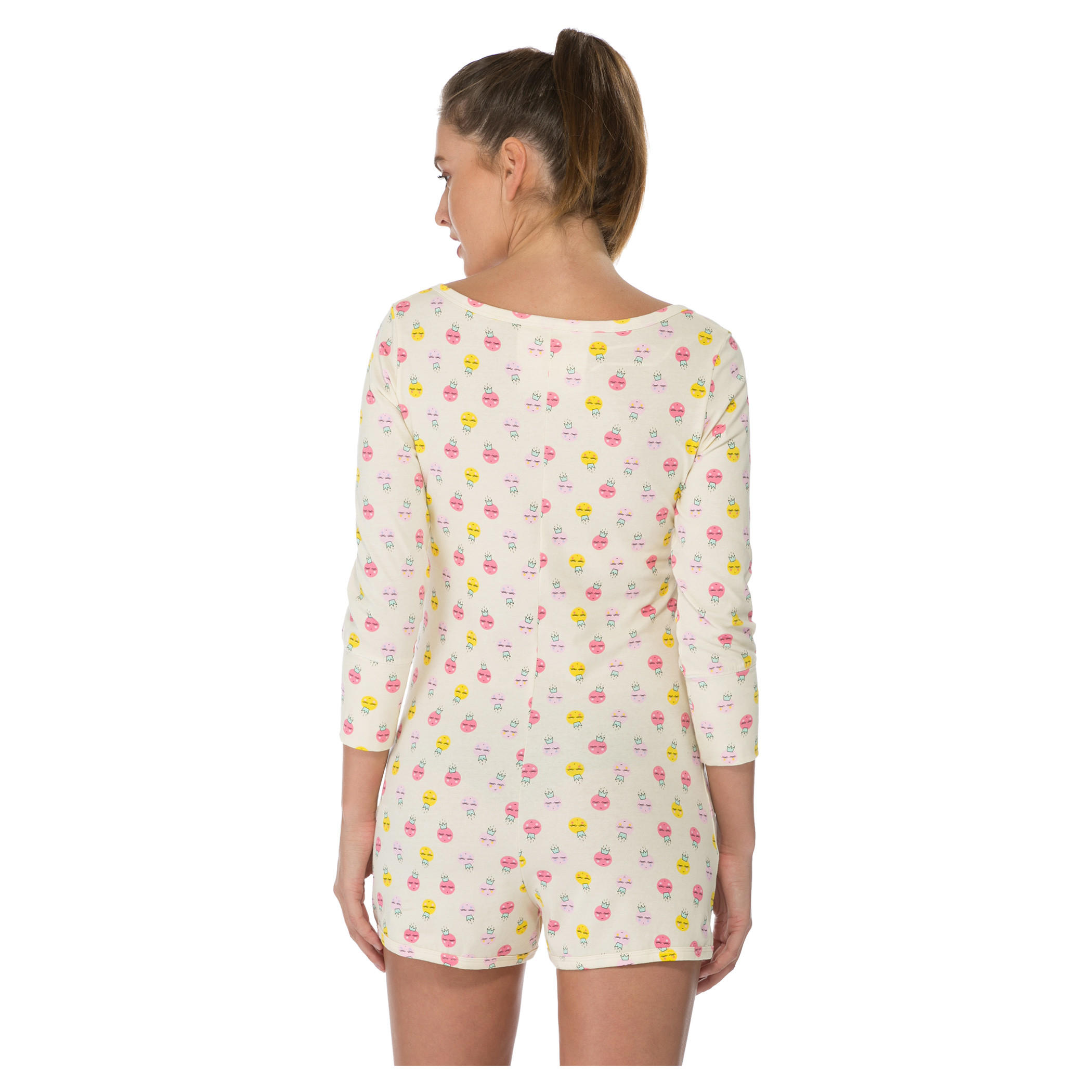 Printed Long-sleeved Cropped Jumpsuit-women-clothing-nightwear-nighties-image-2