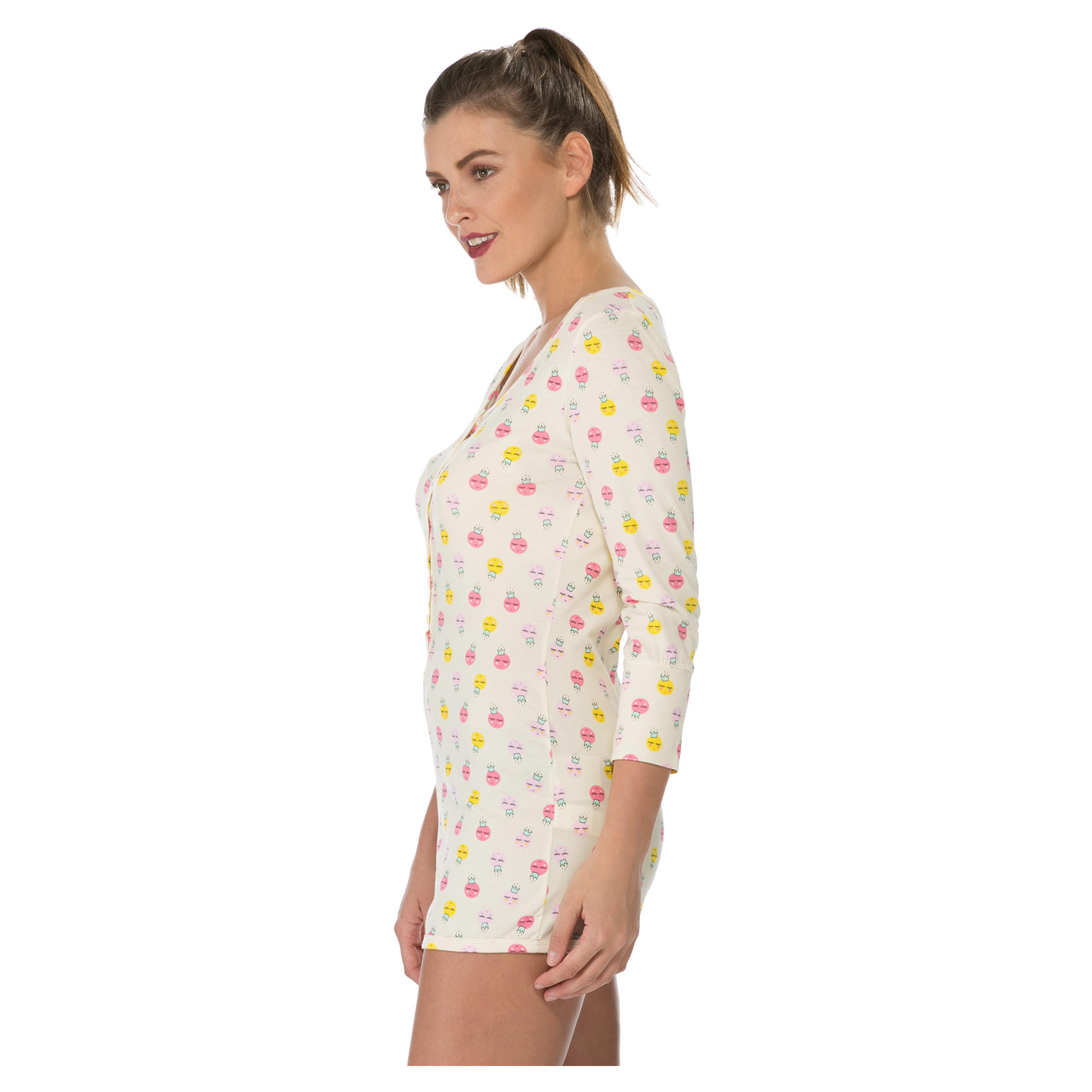 Printed Long-sleeved Cropped Jumpsuit-women-clothing-nightwear-nighties-image-3