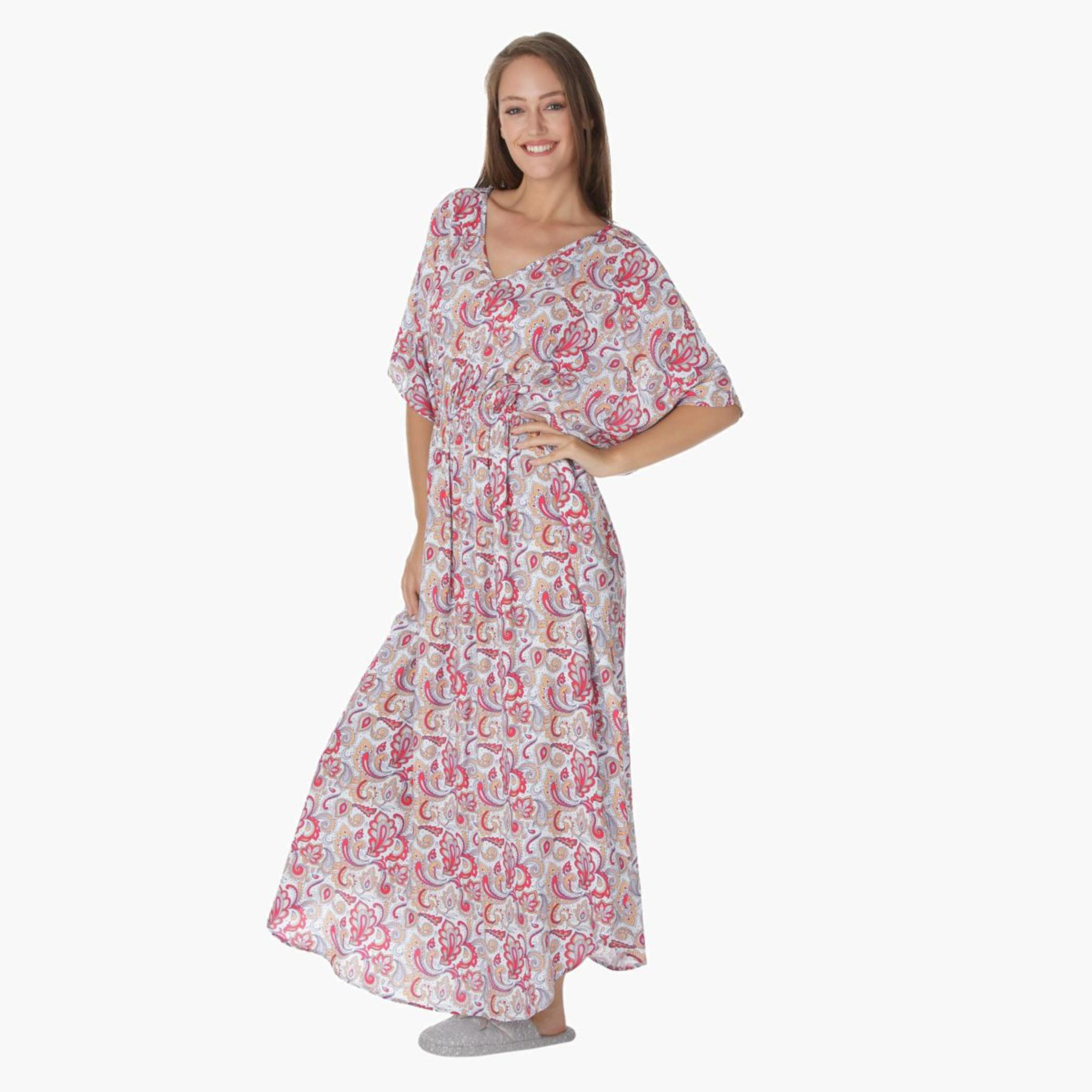 Printed V-neck Long Dress-women-clothing-dresses-image-3