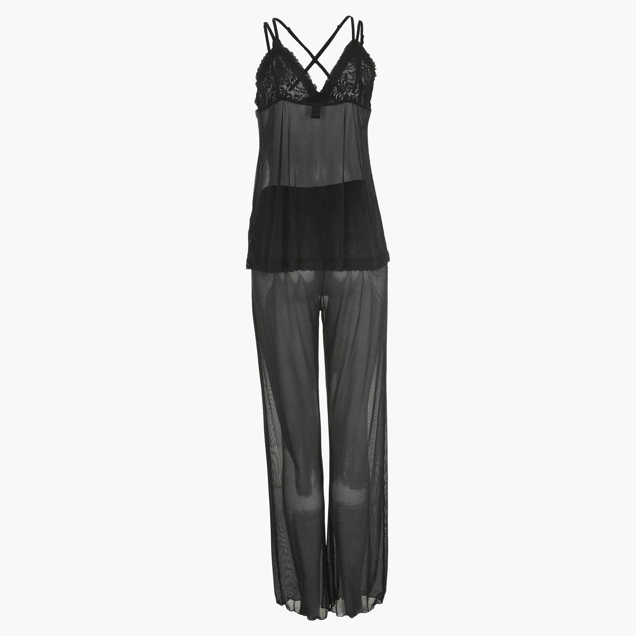 طقم بنطال بيجاما وبلوزة كامي دانتيل-women-clothing-nightwear-pyjamas-longsets-image-2