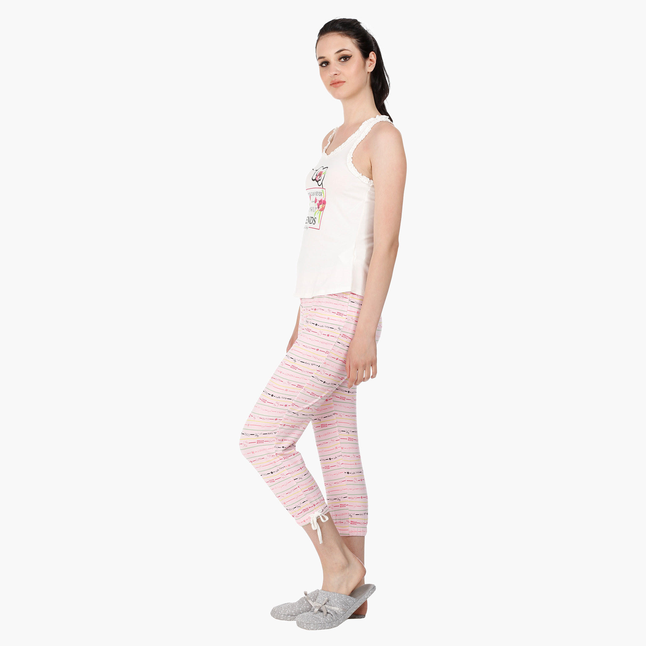 Hello Kitty Print T-Shirt and Capri Set in Regular Fit-women-clothing-nightwear-pyjamas-longsets-image-3