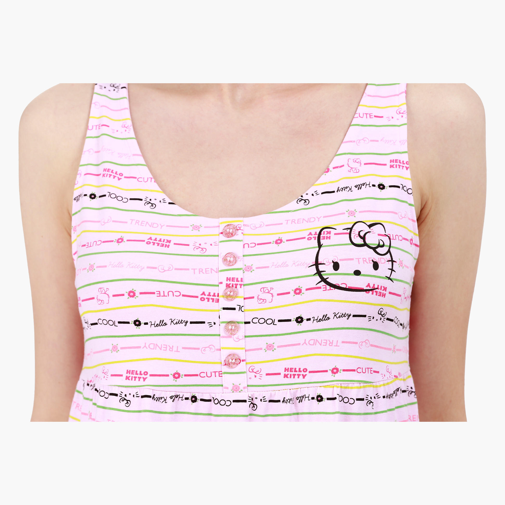 Printed Short Nightdress in Regular Fit-women-clothing-nightwear-nighties-image-4