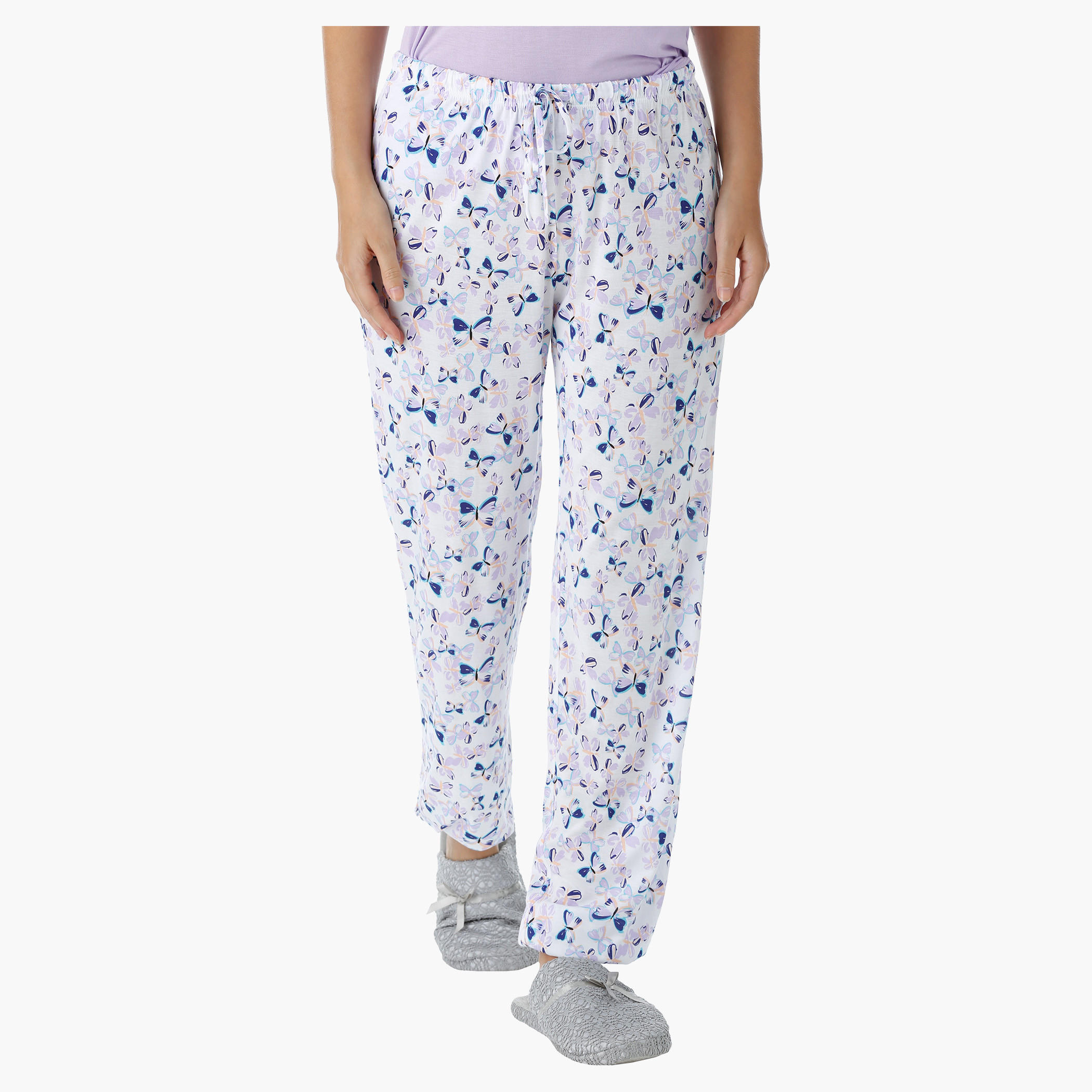Printed Pajama Set with Lace Embroidered Top-women-clothing-nightwear-pyjamas-longsets-image-5