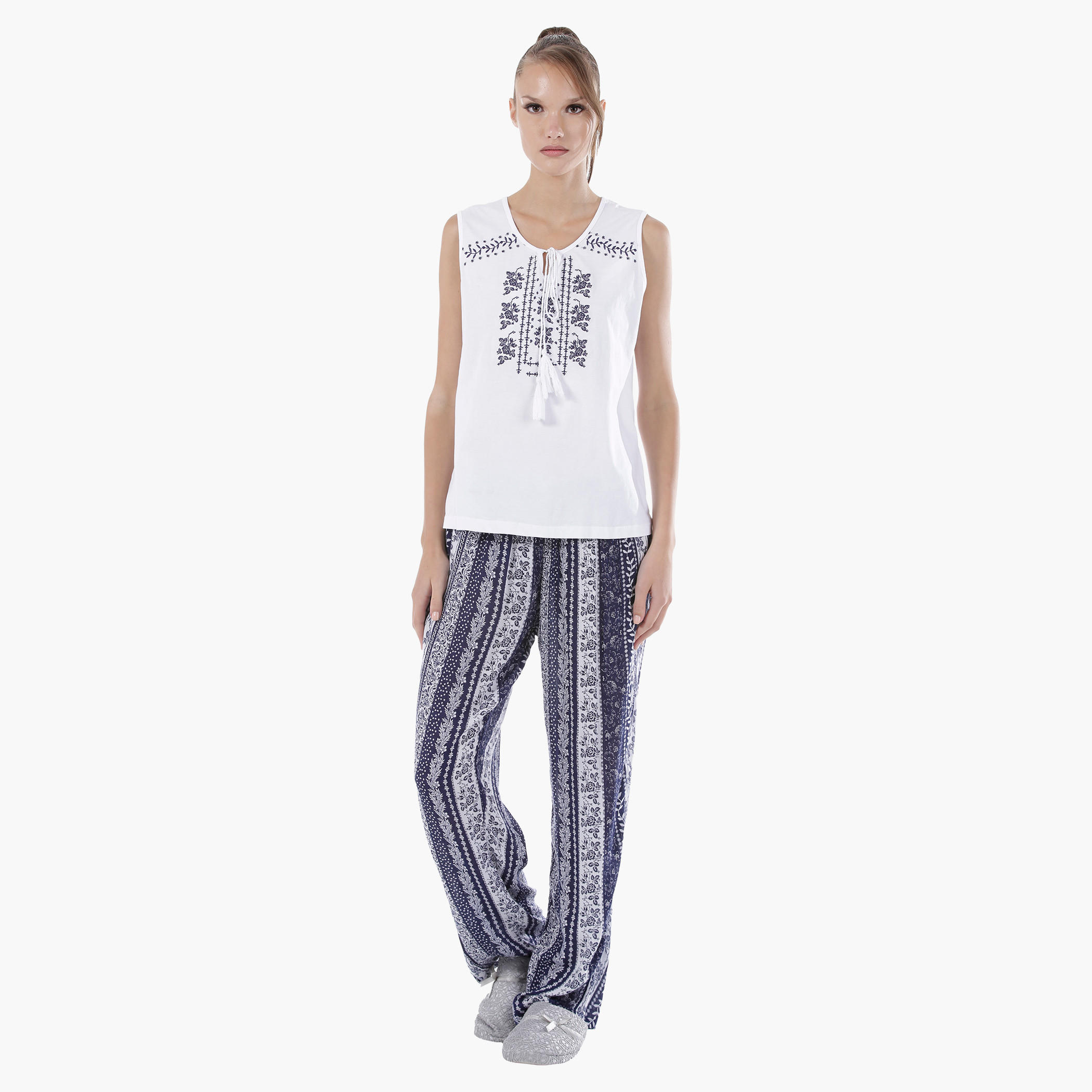 Cotton Pajama Set-women-clothing-nightwear-pyjamas-longsets-image-1