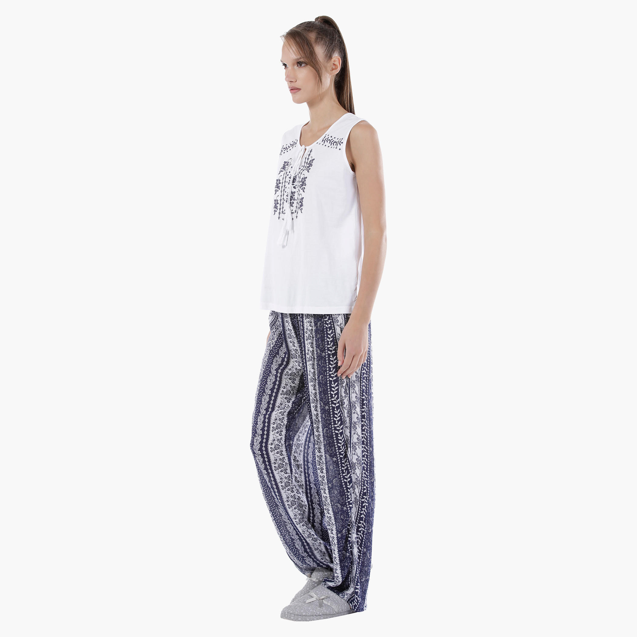 Cotton Pajama Set-women-clothing-nightwear-pyjamas-longsets-image-3