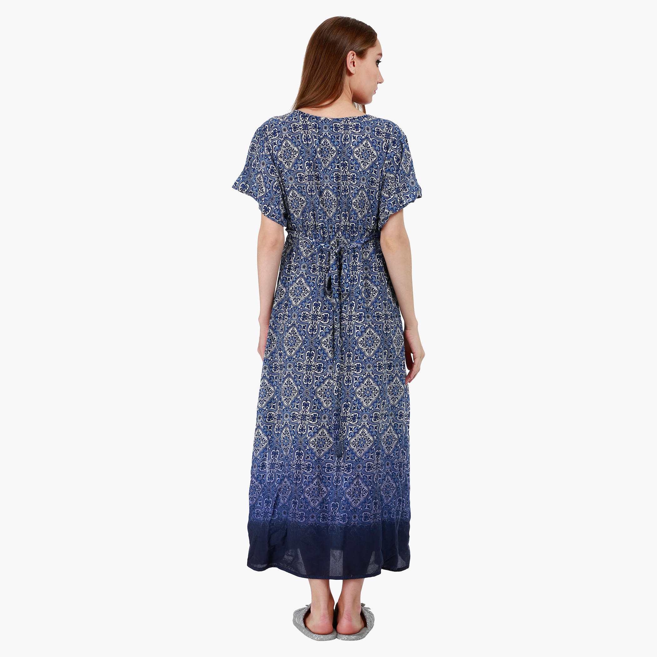 Long Printed Kaftan Dress in Regular Fit-women-clothing-dresses-image-2