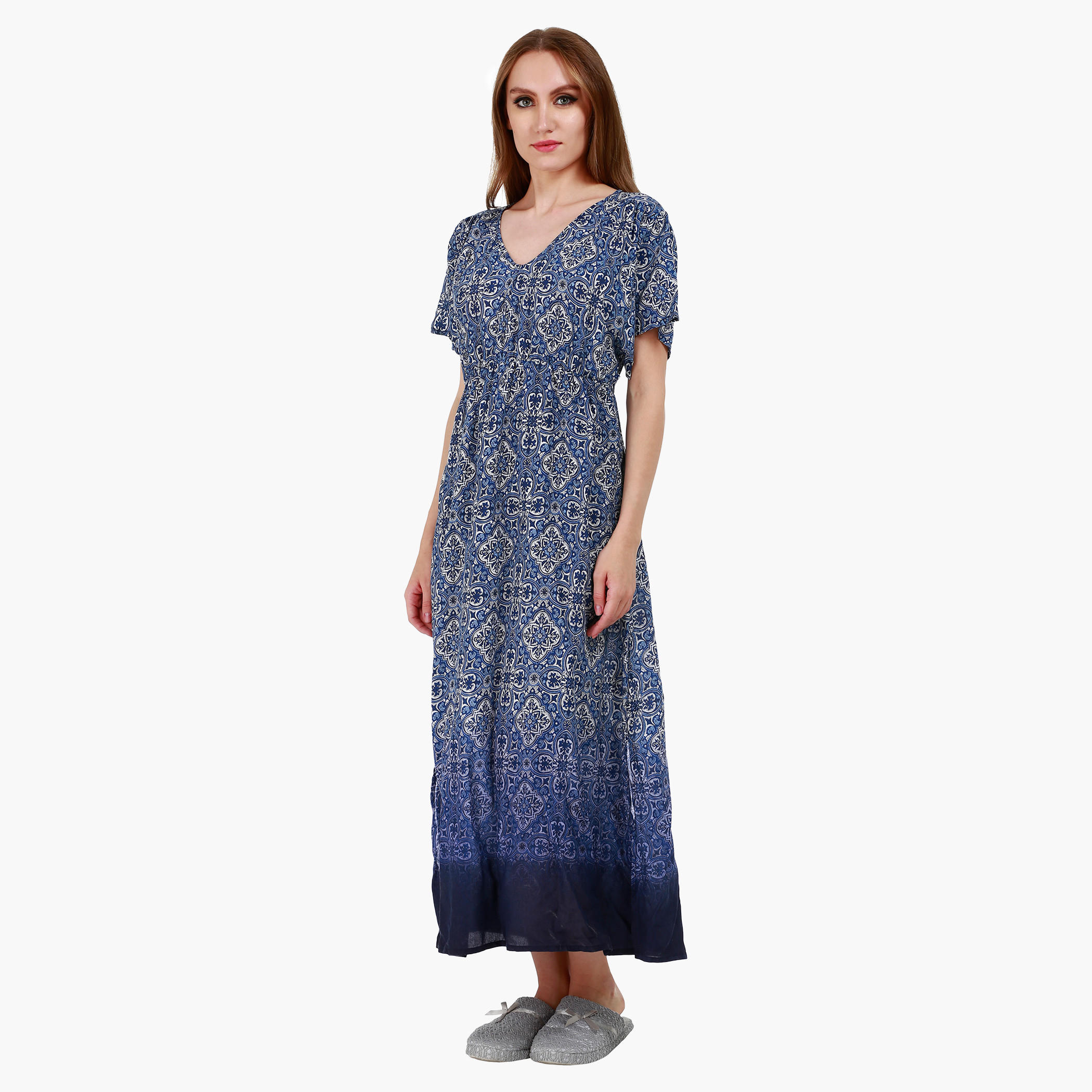 Long Printed Kaftan Dress in Regular Fit-women-clothing-dresses-image-3