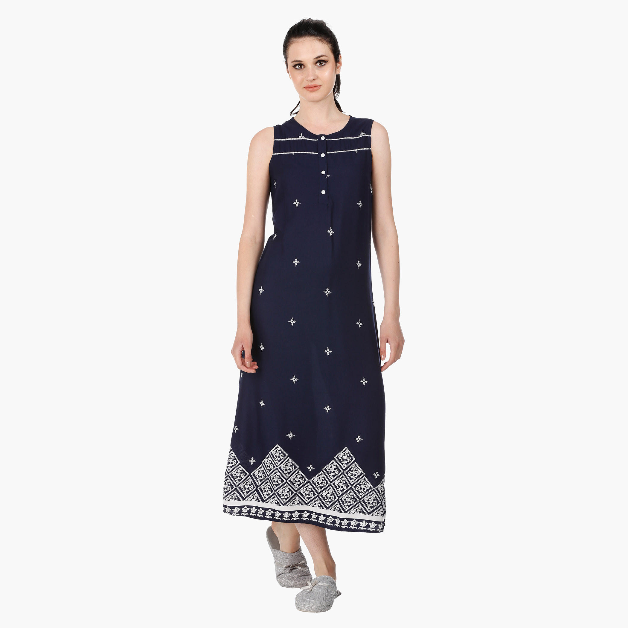 Long Kaftan Dress with All over Print in Regular Fit-women-clothing-dresses-image-1