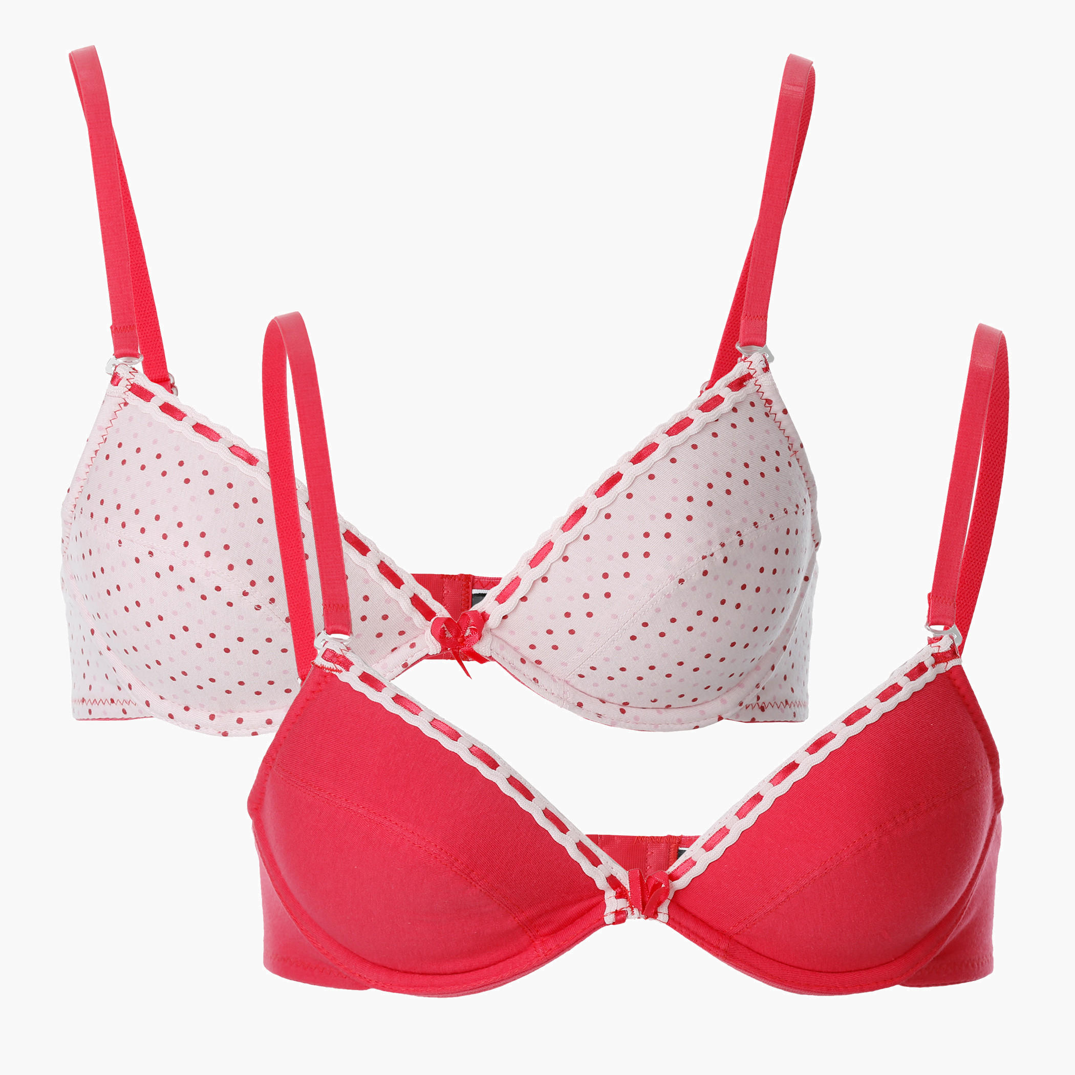 Solid and Polka Dots Padded Bra - Set of 2-women-clothing-lingerie-bras-image-1