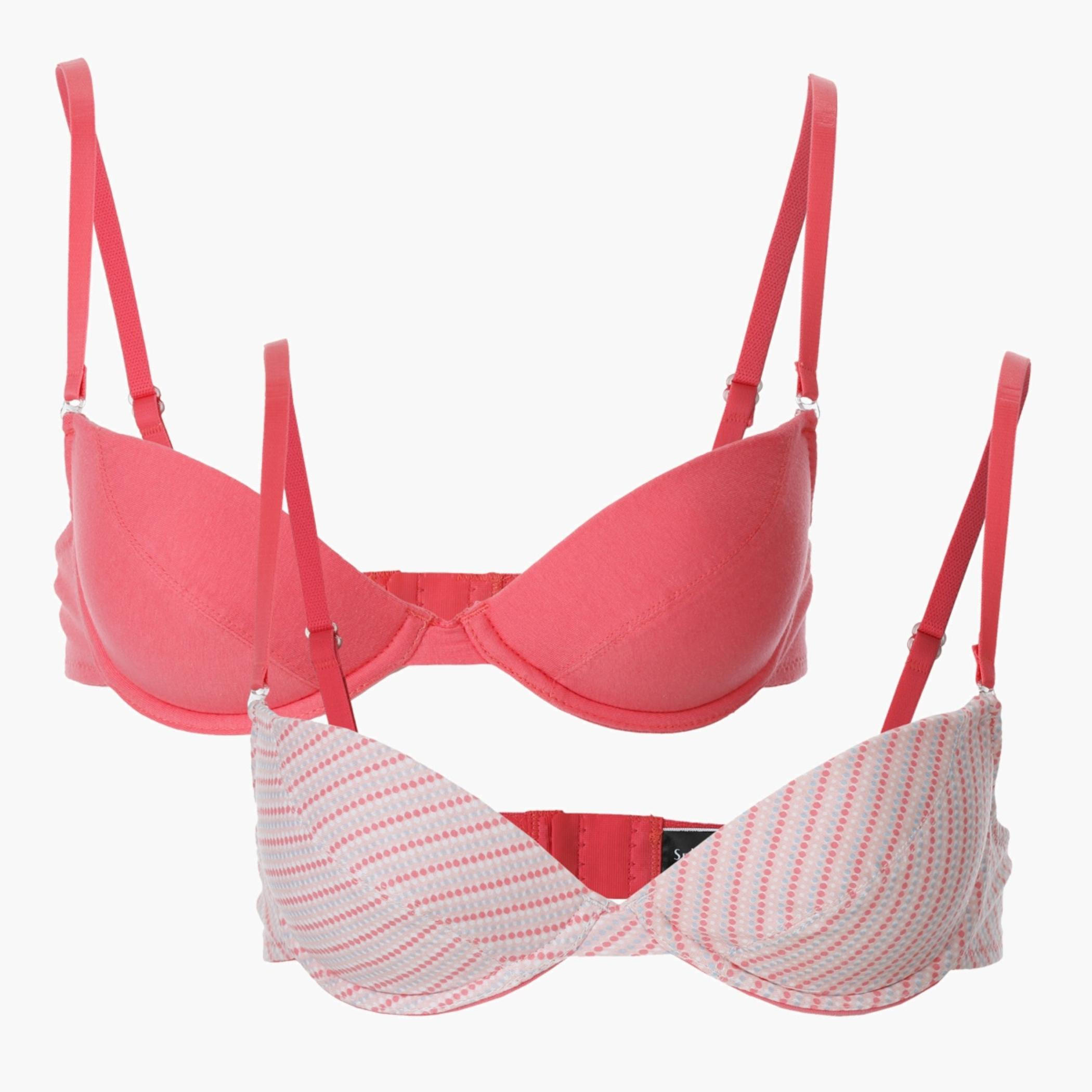 Solid and Printed Padded Bra - Set of 2-women-clothing-lingerie-bras-image-5