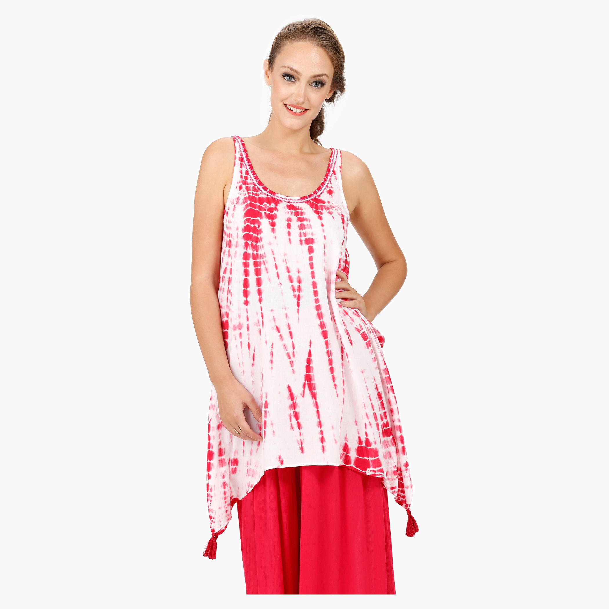 Sleeveless Round Neck Rayon Top-women-clothing-shirtsandblouses-blouses-image-1