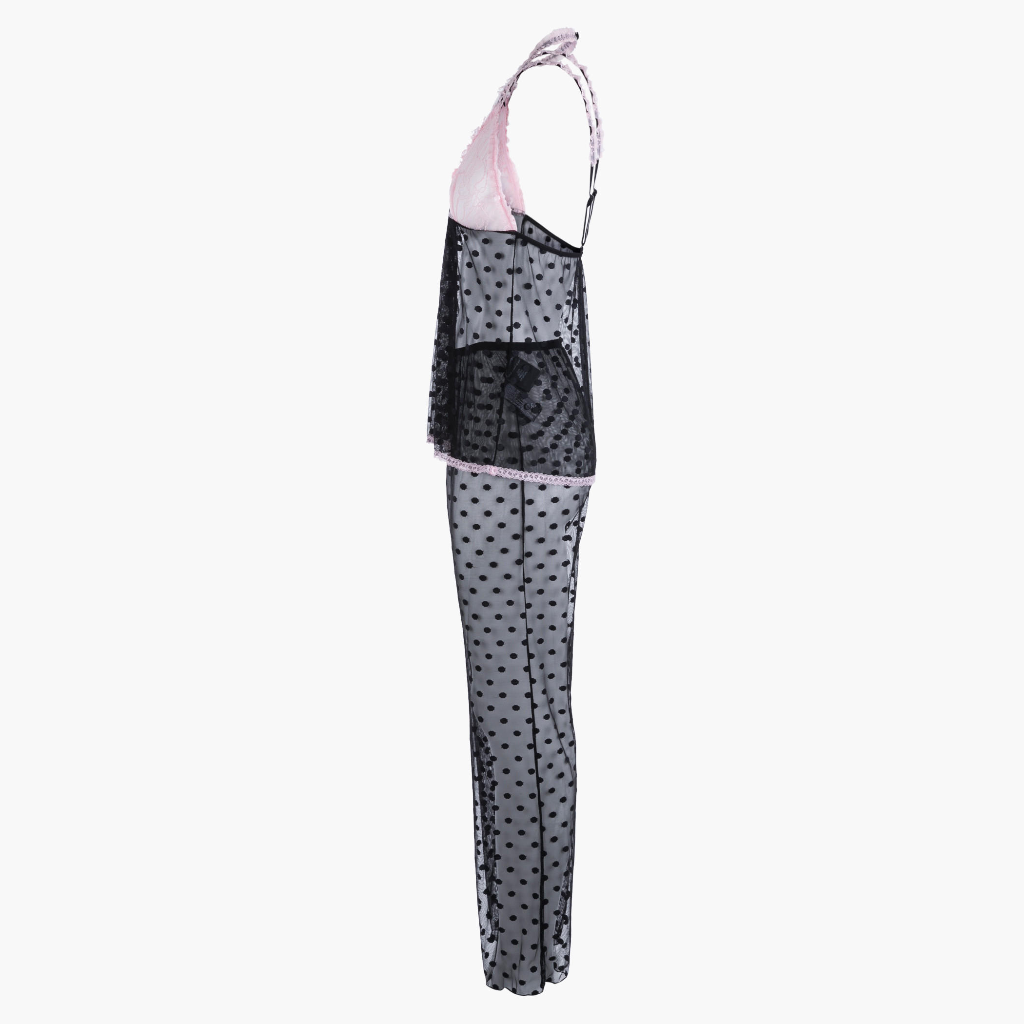 Lace Polka Dotted Pajama Set-women-clothing-nightwear-pyjamas-longsets-image-3