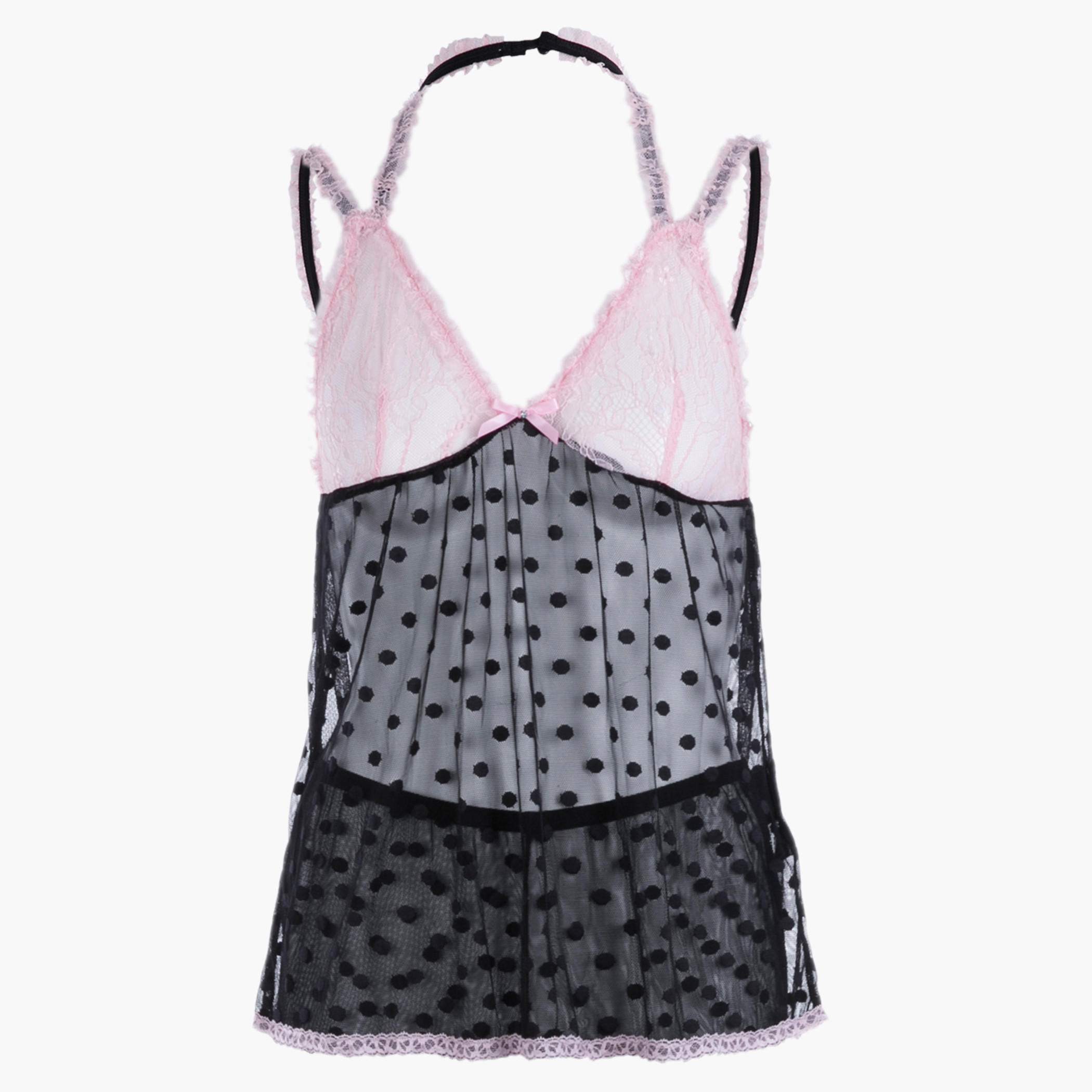 Lace Polka Dotted Pajama Set-women-clothing-nightwear-pyjamas-longsets-image-4