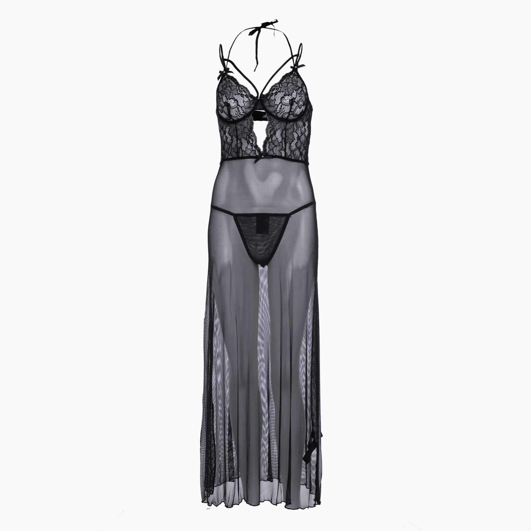 Mesh Maxi Night Dress with Thong-women-clothing-lingerie-babydollsandbodysuits-image-1