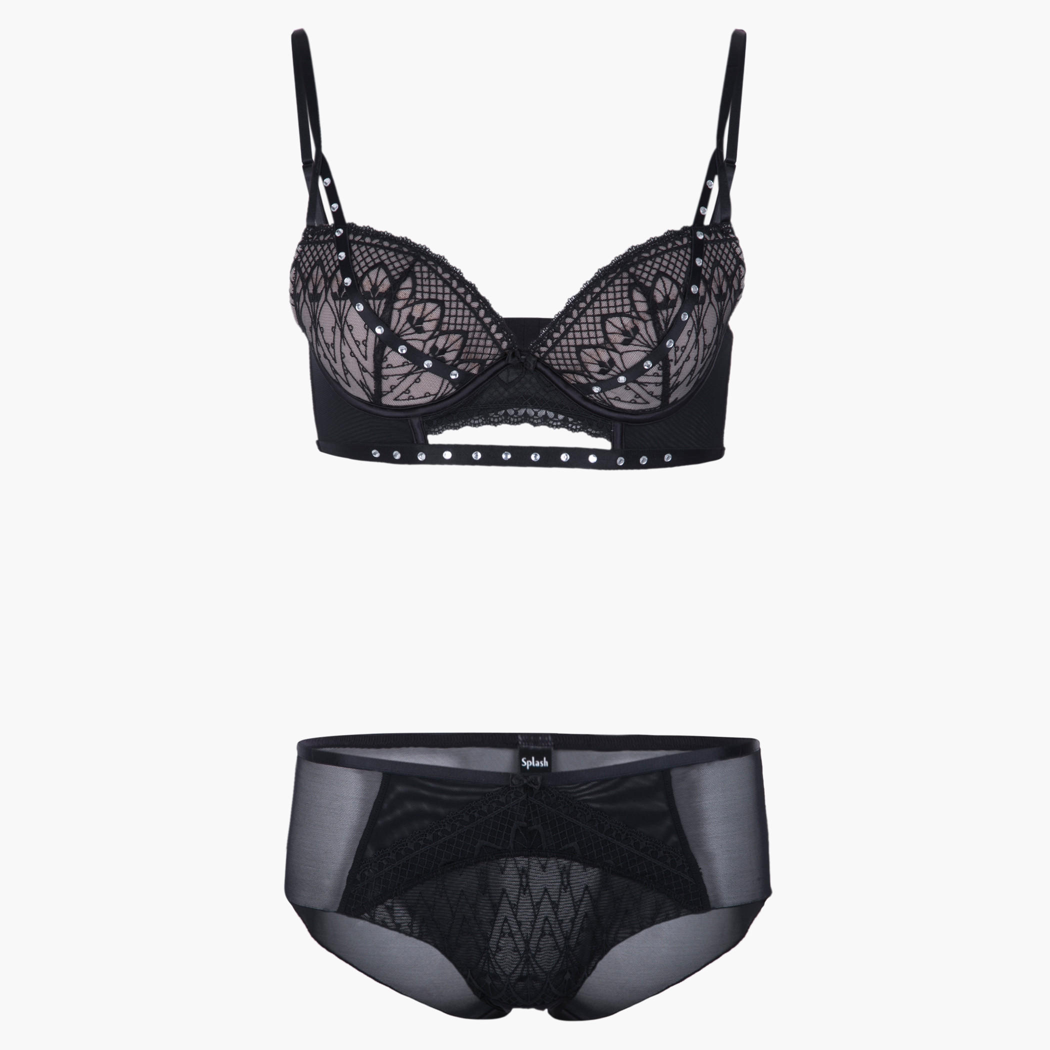 Lace Demi Bra and Underwear Set-women-clothing-lingerie-lingeriesets-image-1