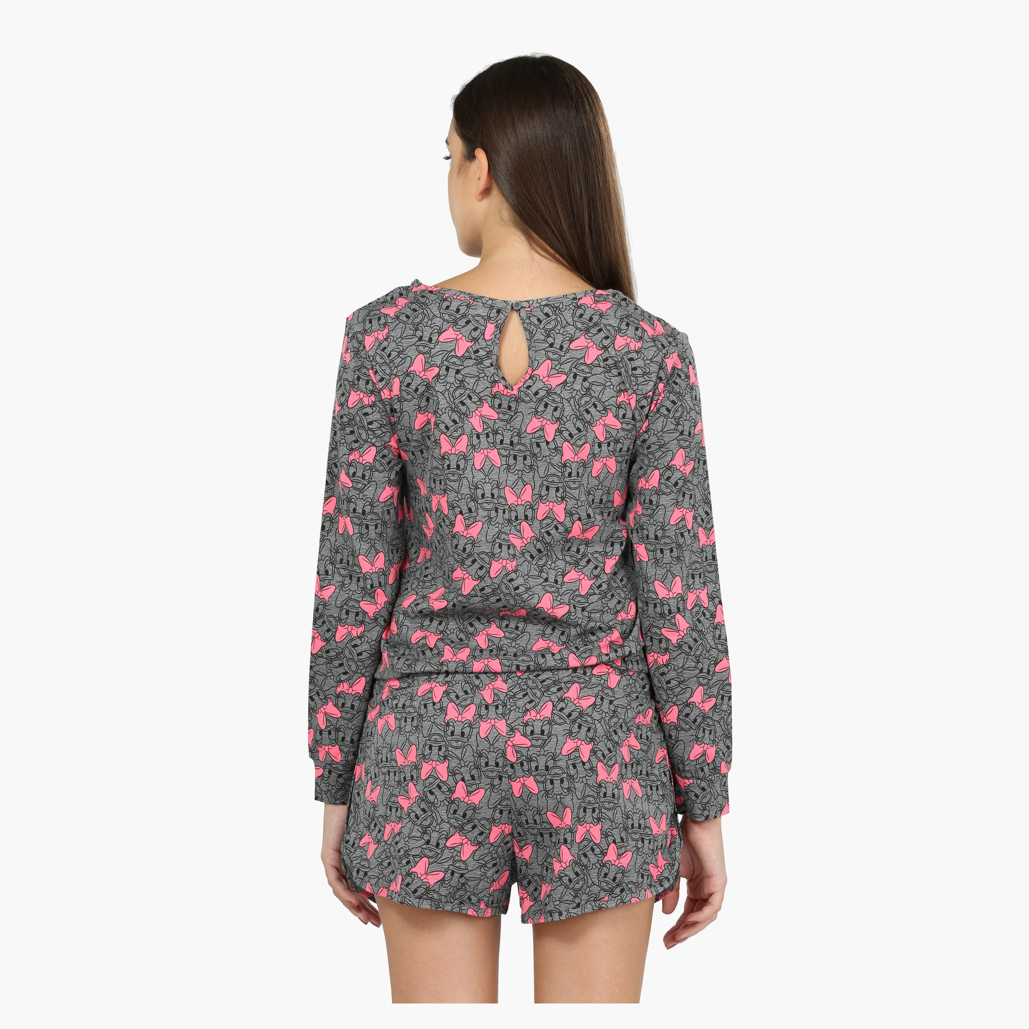 Minnie Mouse Printed Long Sleeves Romper-women-clothing-nightwear-nighties-image-2