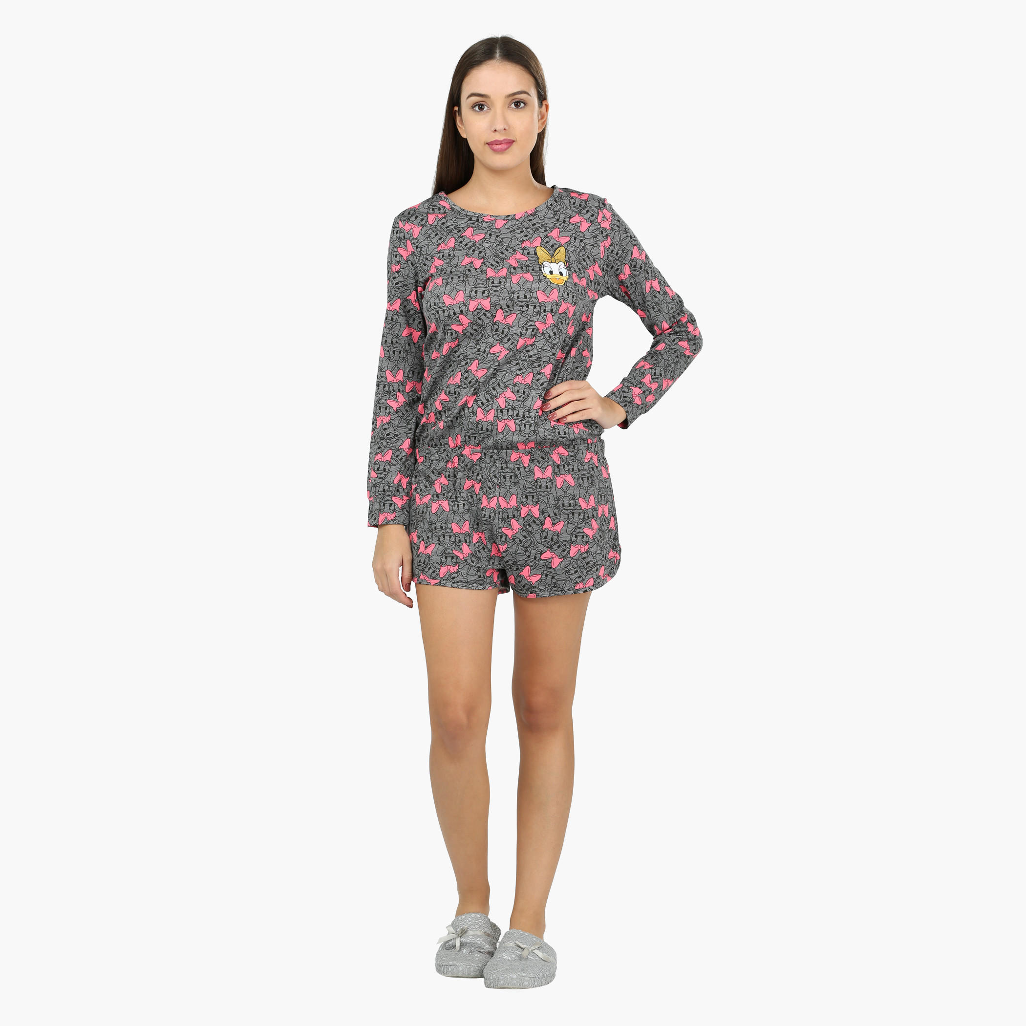 Minnie Mouse Printed Long Sleeves Romper-women-clothing-nightwear-nighties-image-5
