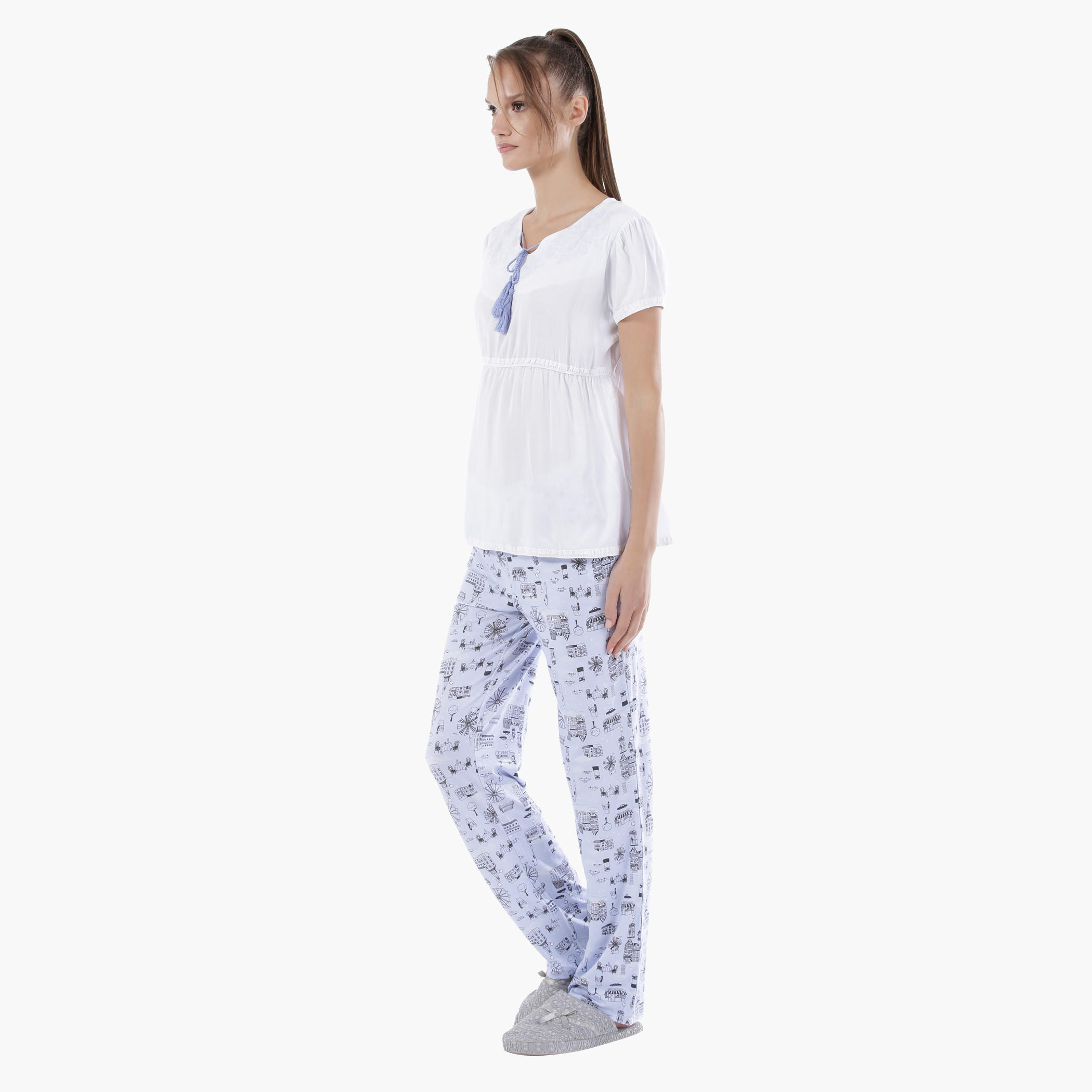 Knitted Pajama Set-women-clothing-nightwear-pyjamas-longsets-image-3