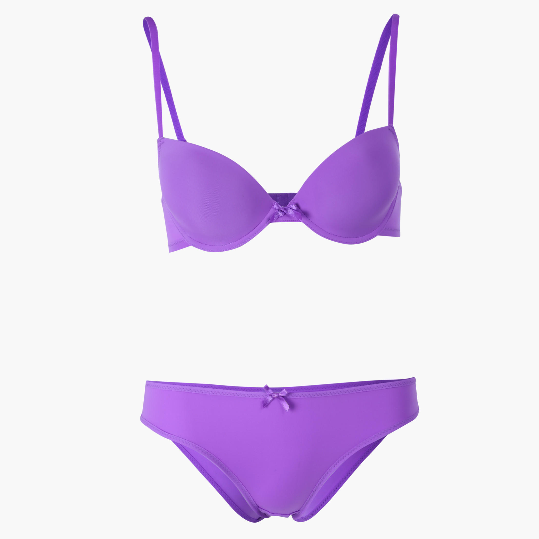 Demi Bra and Panty Set with Bow Applique-women-clothing-lingerie-lingeriesets-image-1
