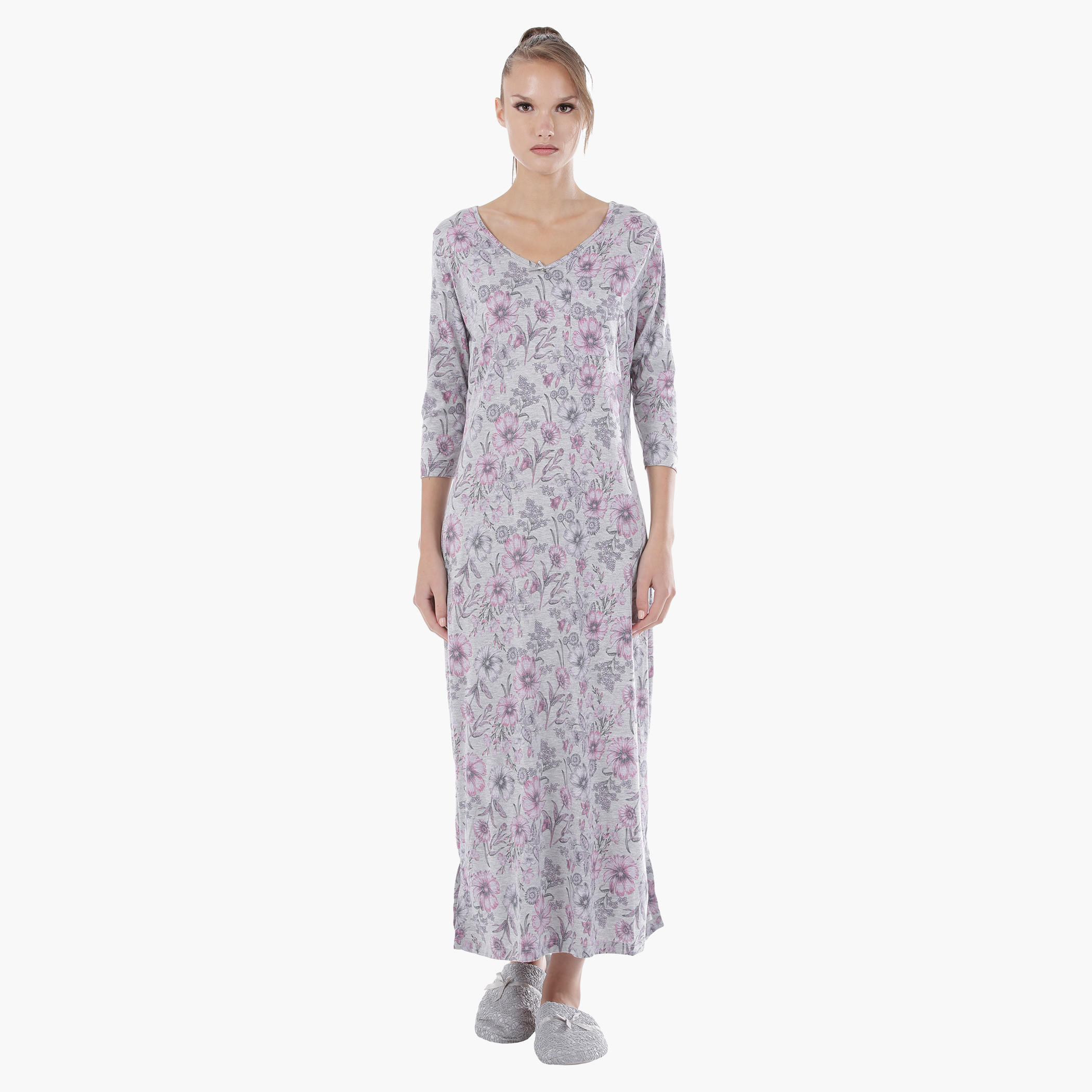 Printed Long Nightdress-women-clothing-nightwear-nighties-image-4