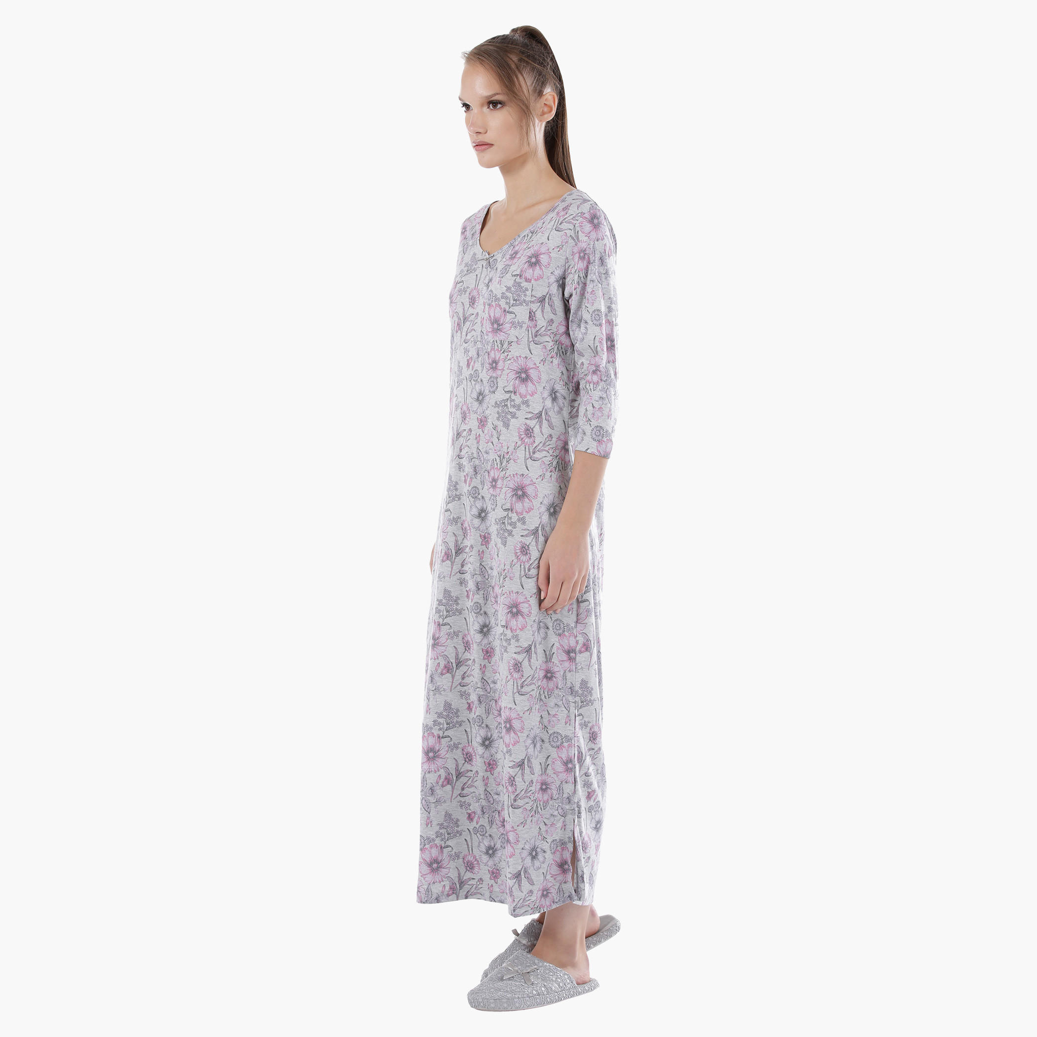 Printed Long Nightdress-women-clothing-nightwear-nighties-image-2