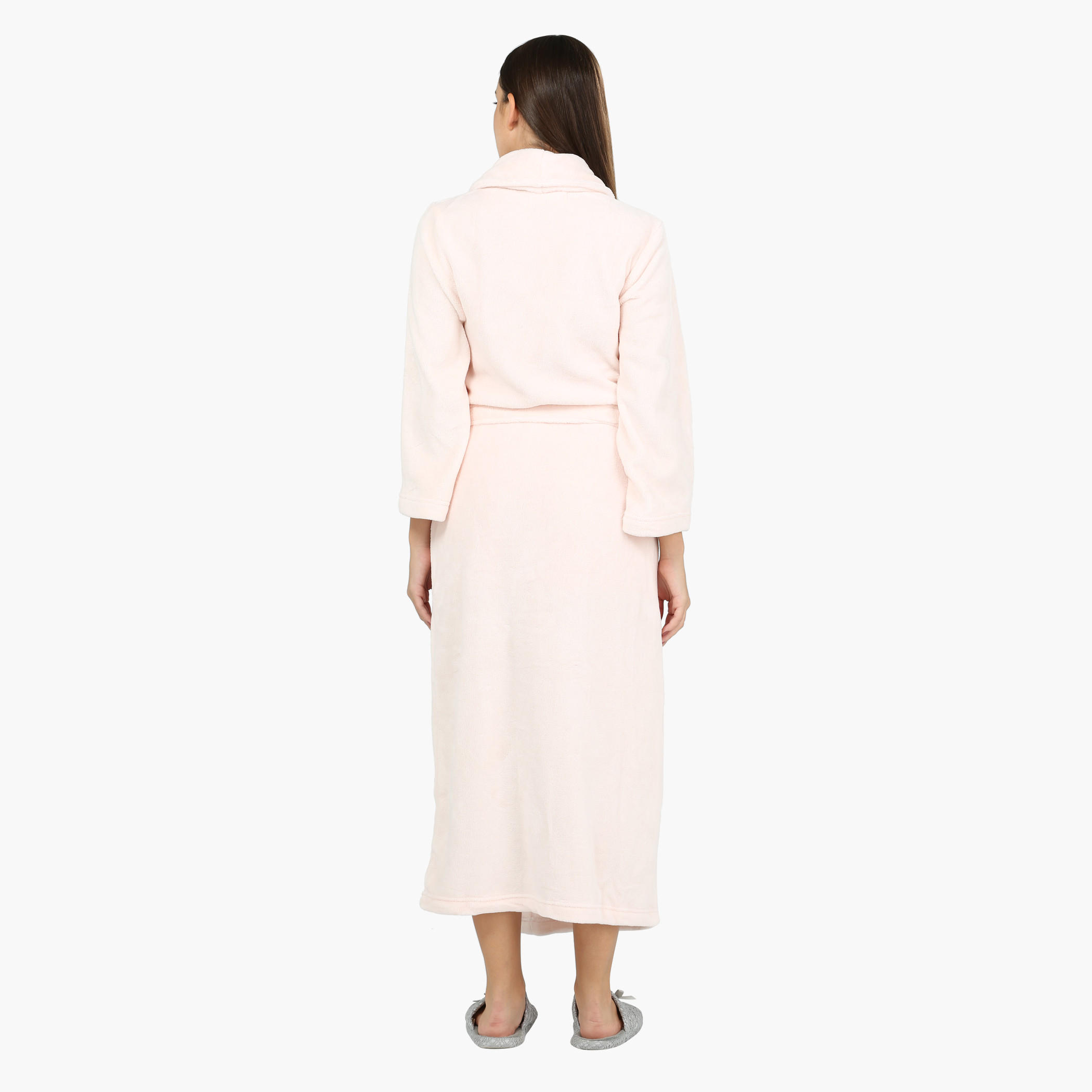 Long Sleeves Robe with Patch Pocket and Front Tie Ups-women-clothing-nightwear-robes-image-2
