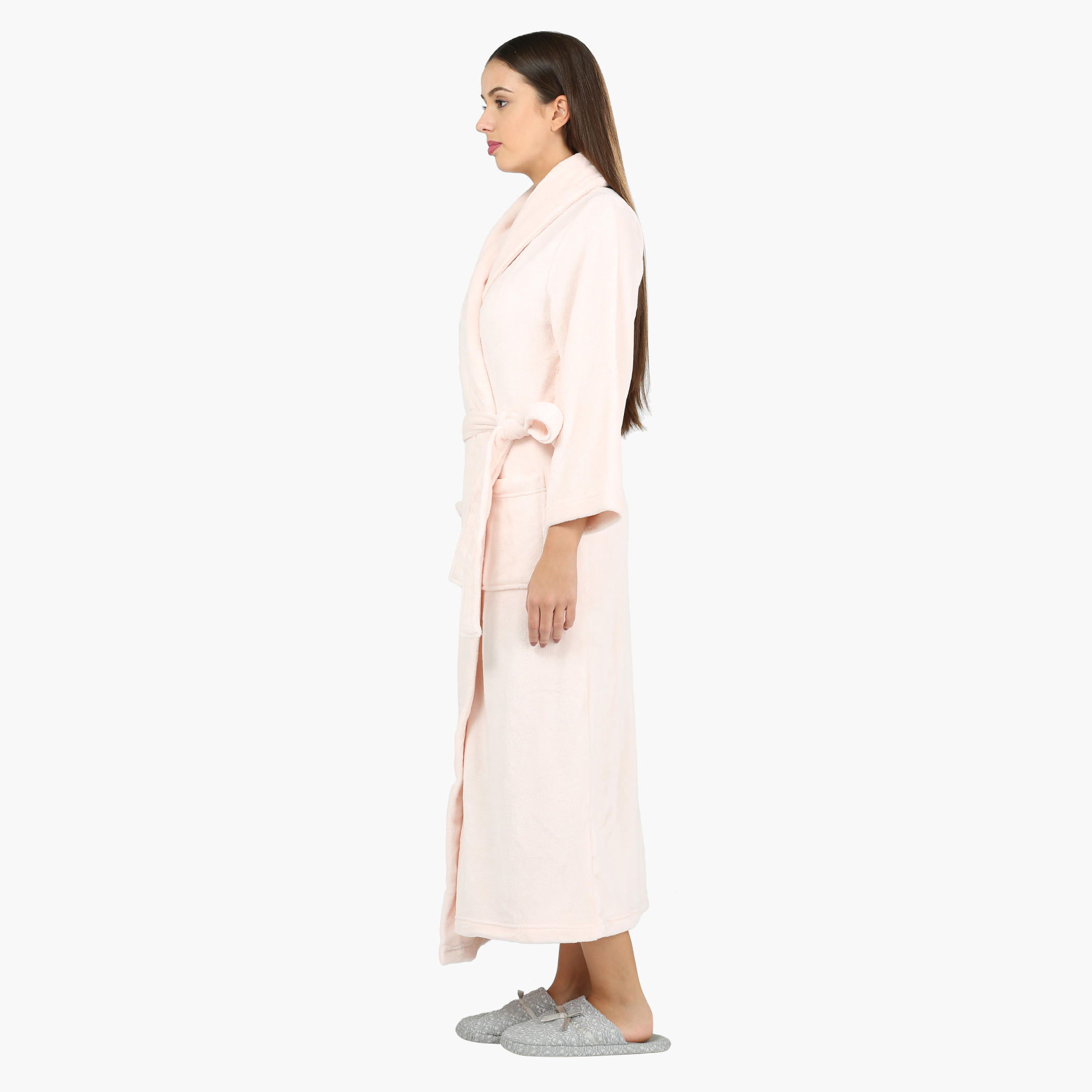 Long Sleeves Robe with Patch Pocket and Front Tie Ups-women-clothing-nightwear-robes-image-3